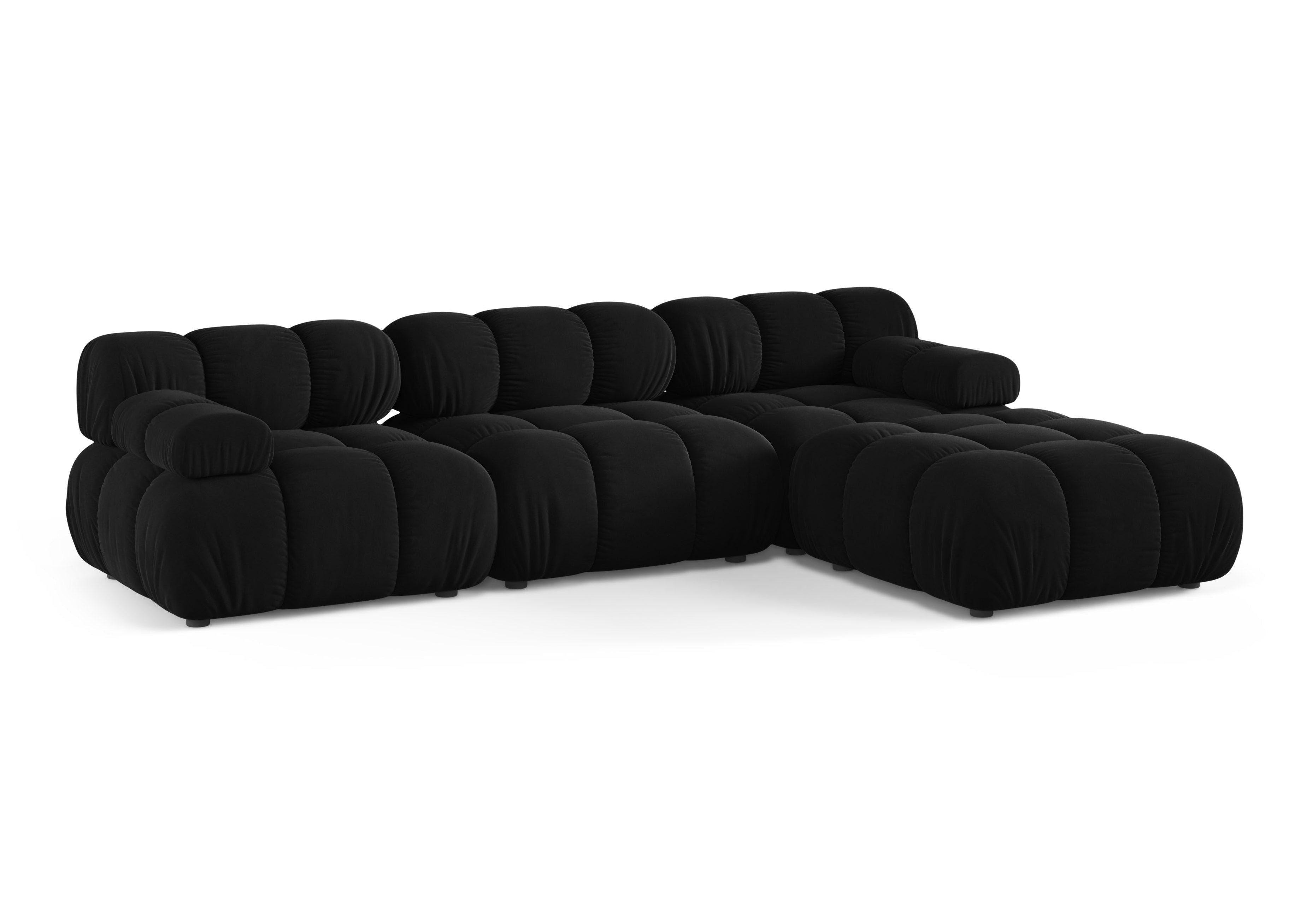 Universeller Samt-Ecksofa BELLIS in Schwarz