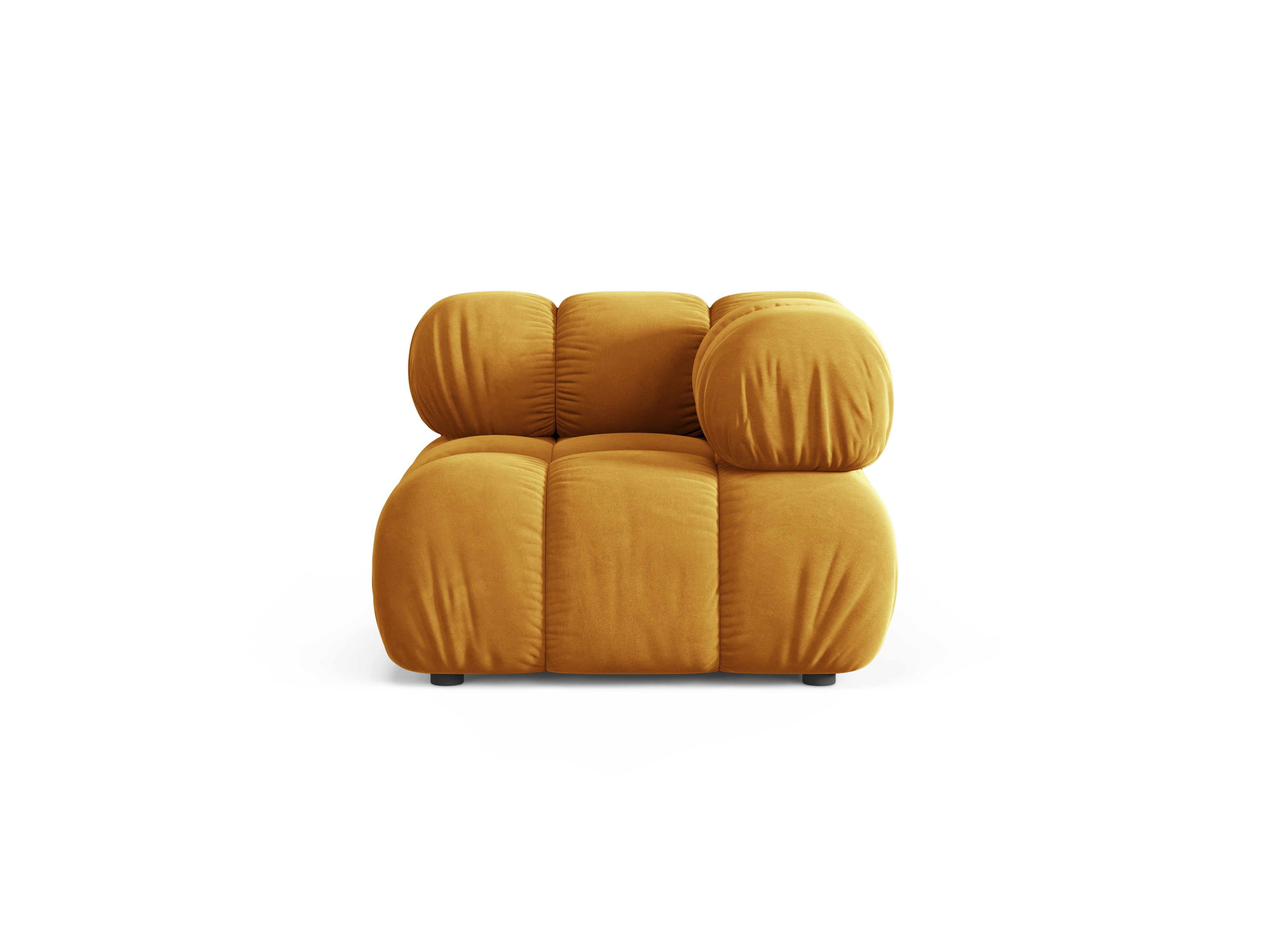 Modulares Sofa BELLIS - Eckmodul aus senfgelbem Velours