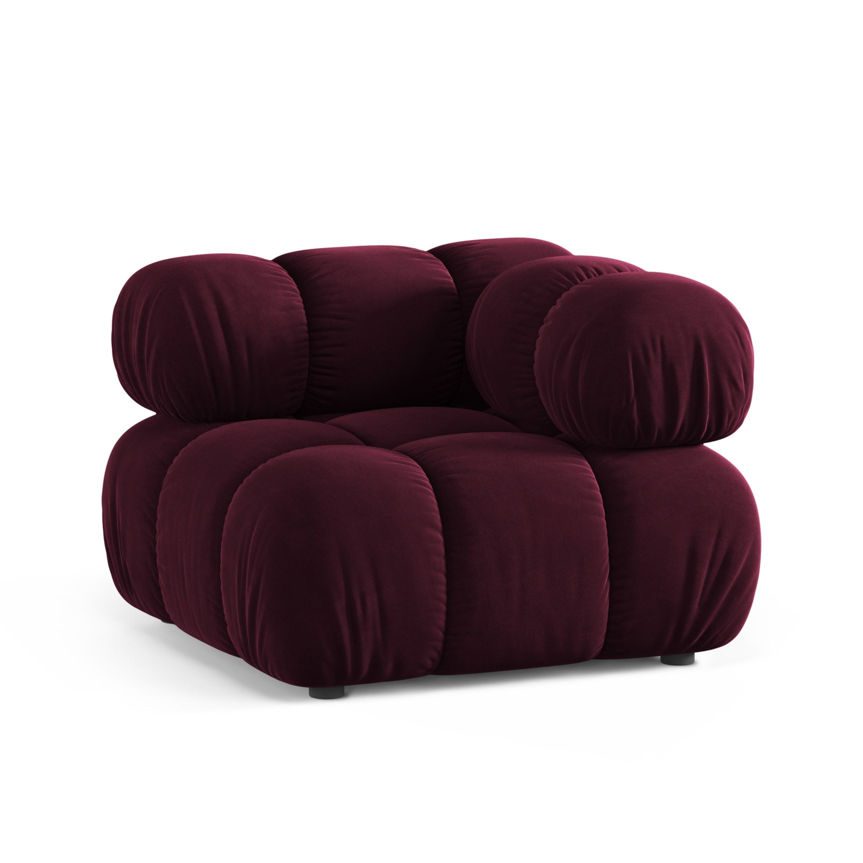 Modulares Sofa BELLIS - Eckmodul aus burgunderfarbenem Samt