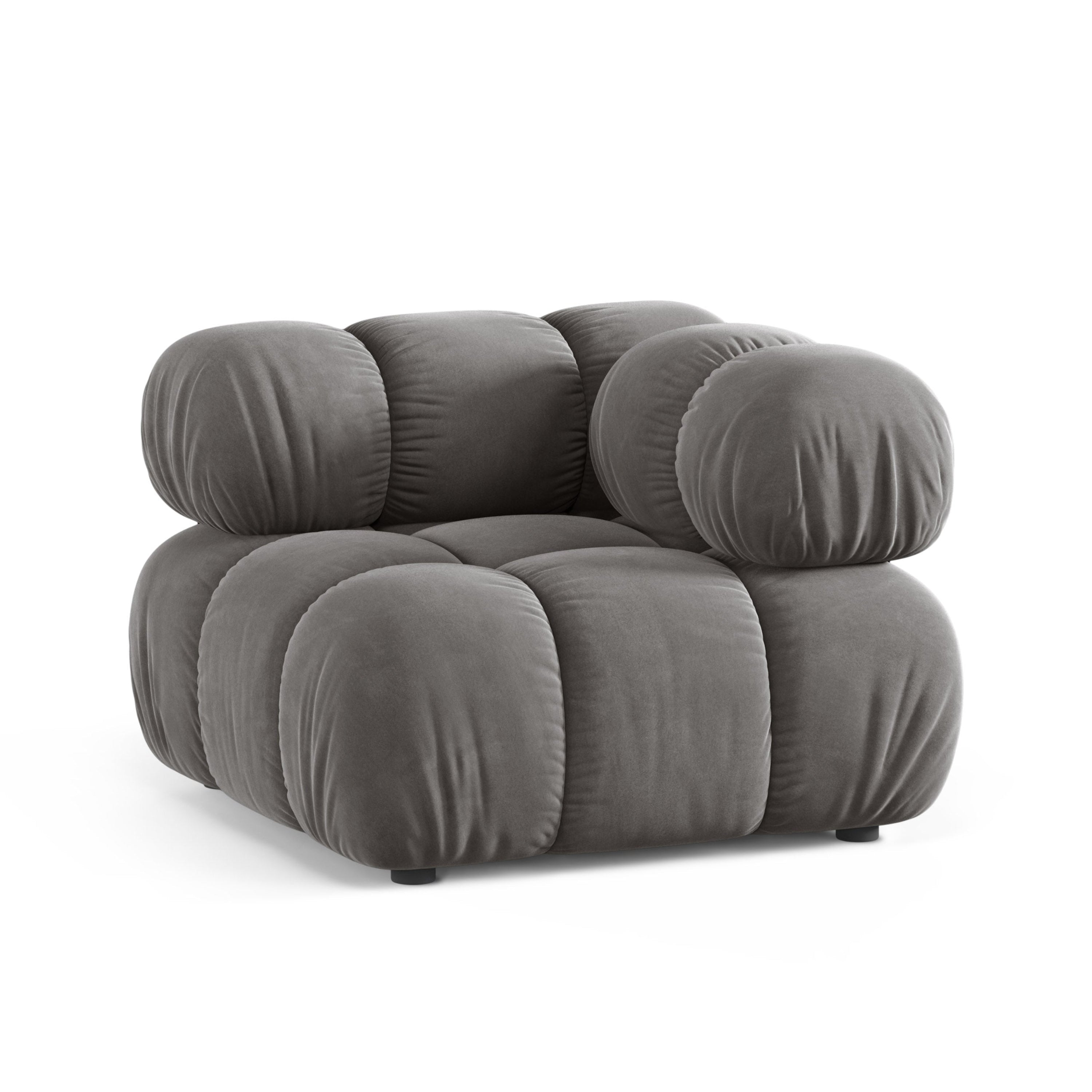 Modulares Samtsofa BELLIS - graues Eckmodul