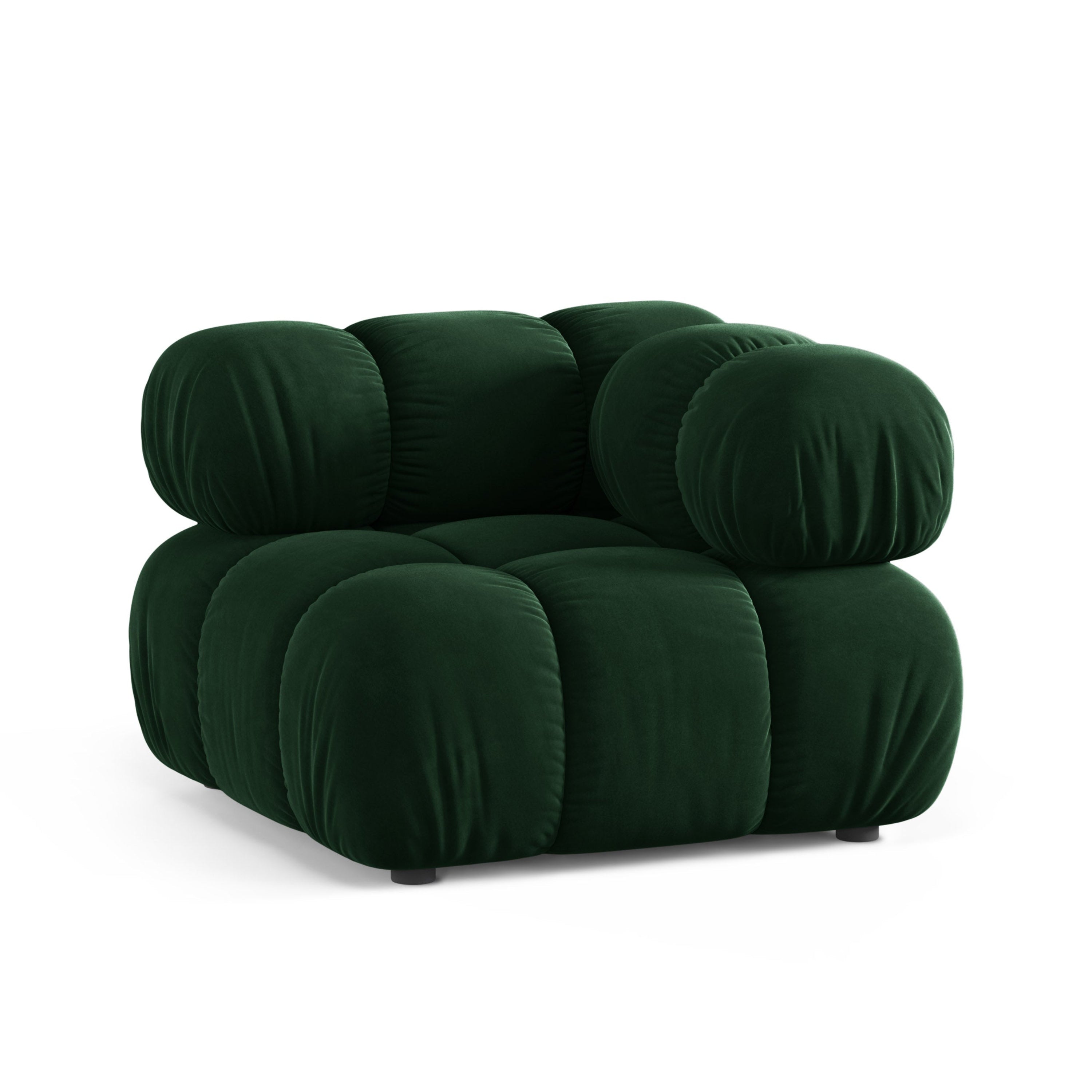 Modulares Samtsofa BELLIS - Eckmodul in Flaschengrün