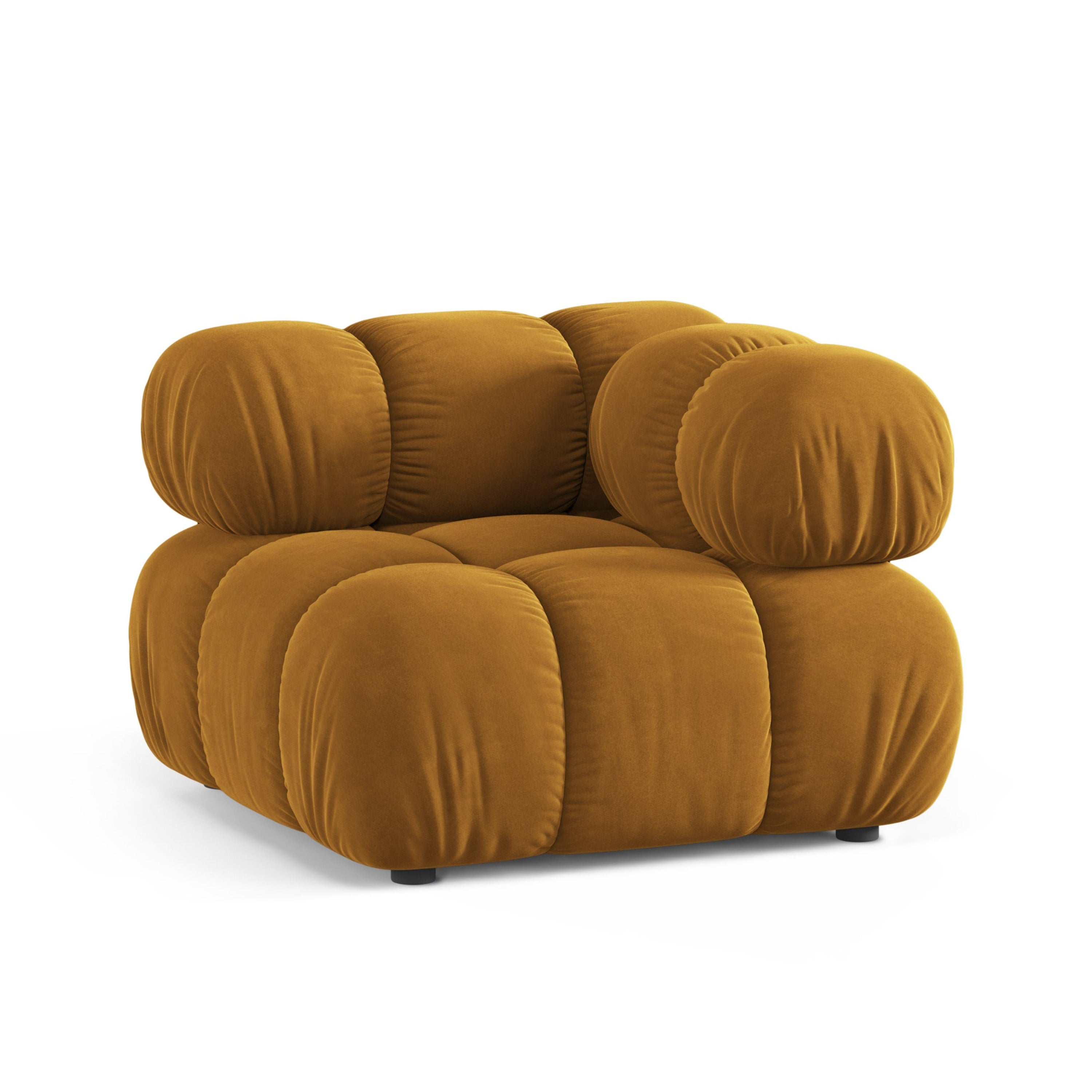 Modulares Samtsofa BELLIS - Eckmodul in Senfgelb