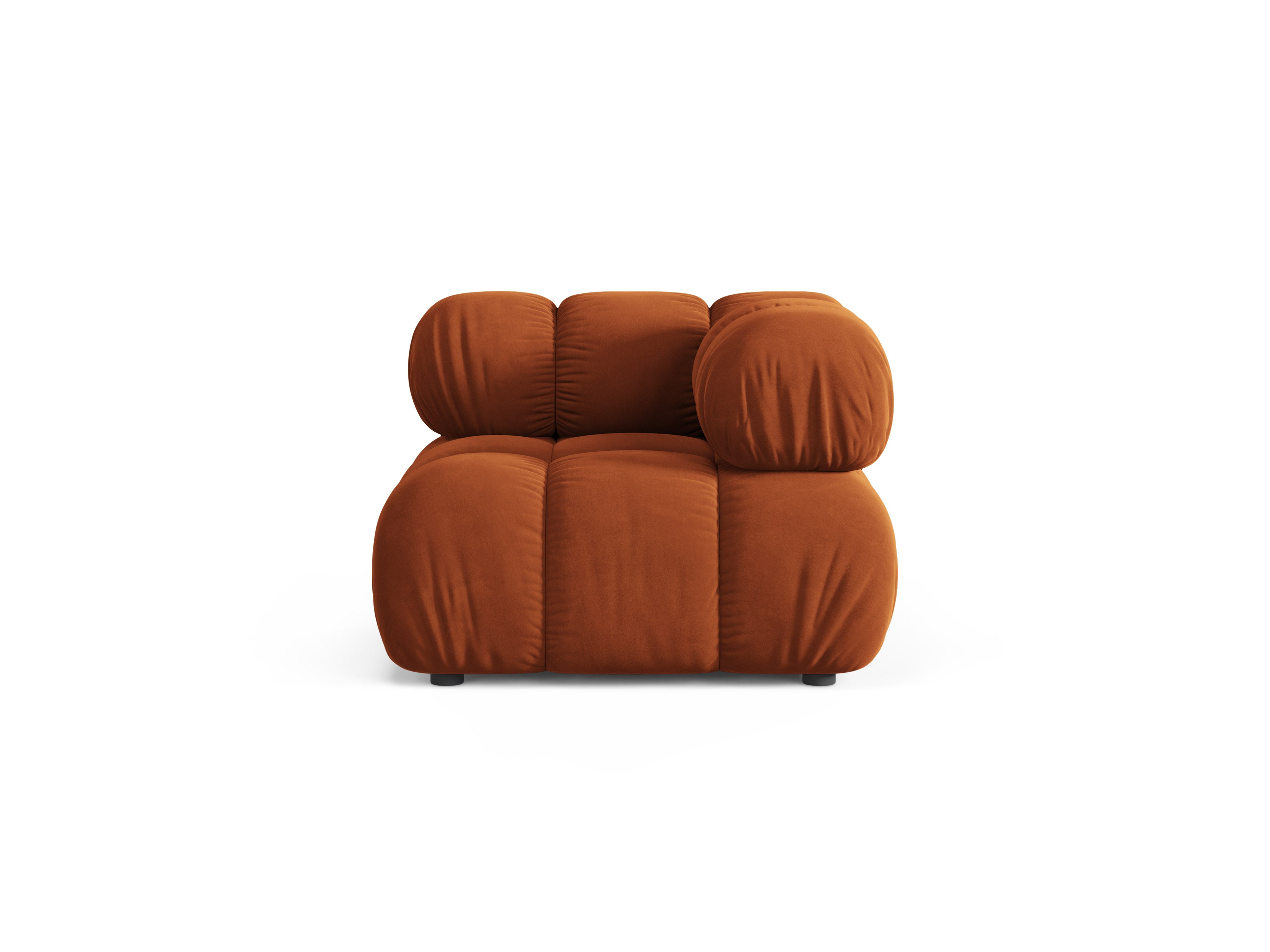 Modulares Samtsofa BELLIS - Eckmodul in Ziegelrot