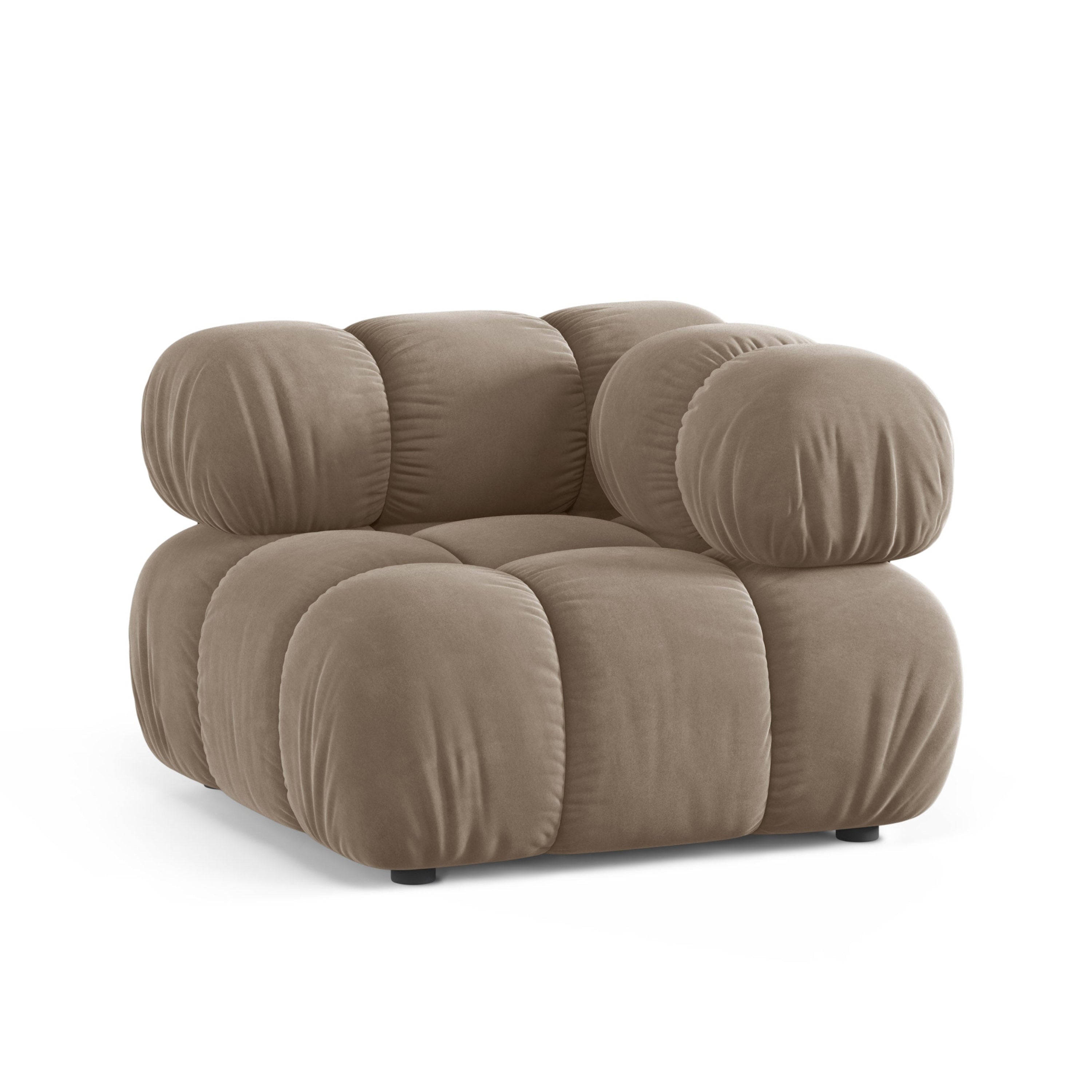 Modulares Samtsofa BELLIS - Eckmodul in Cappuccino