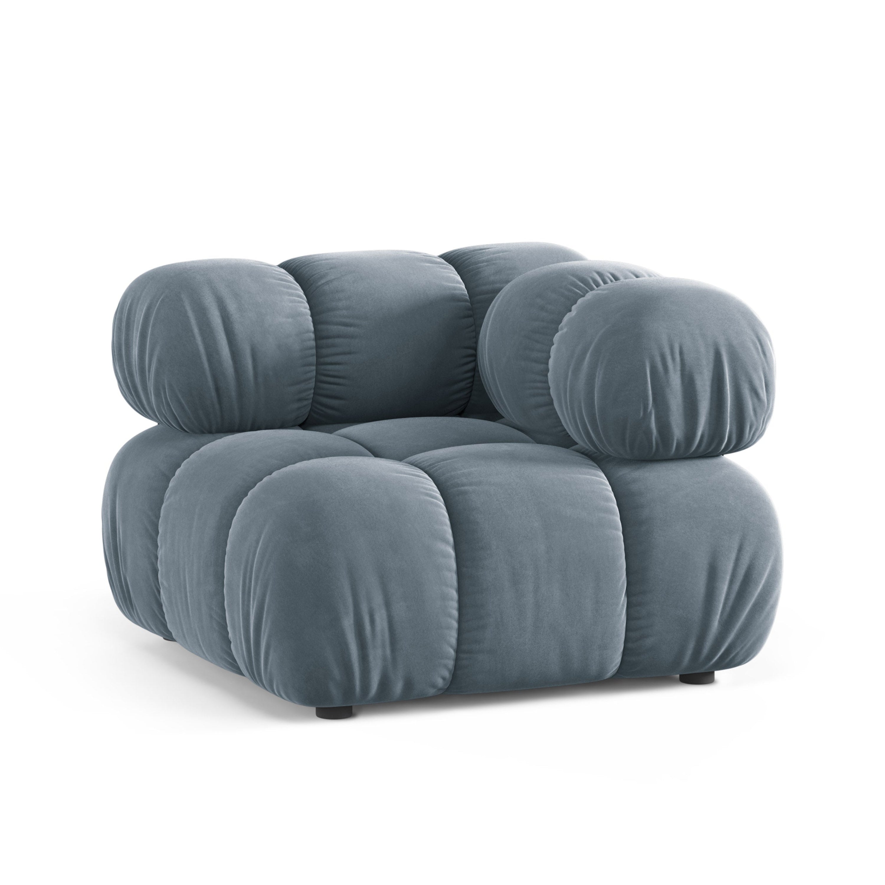 Modulares Samtsofa BELLIS - blauer Eckmodul