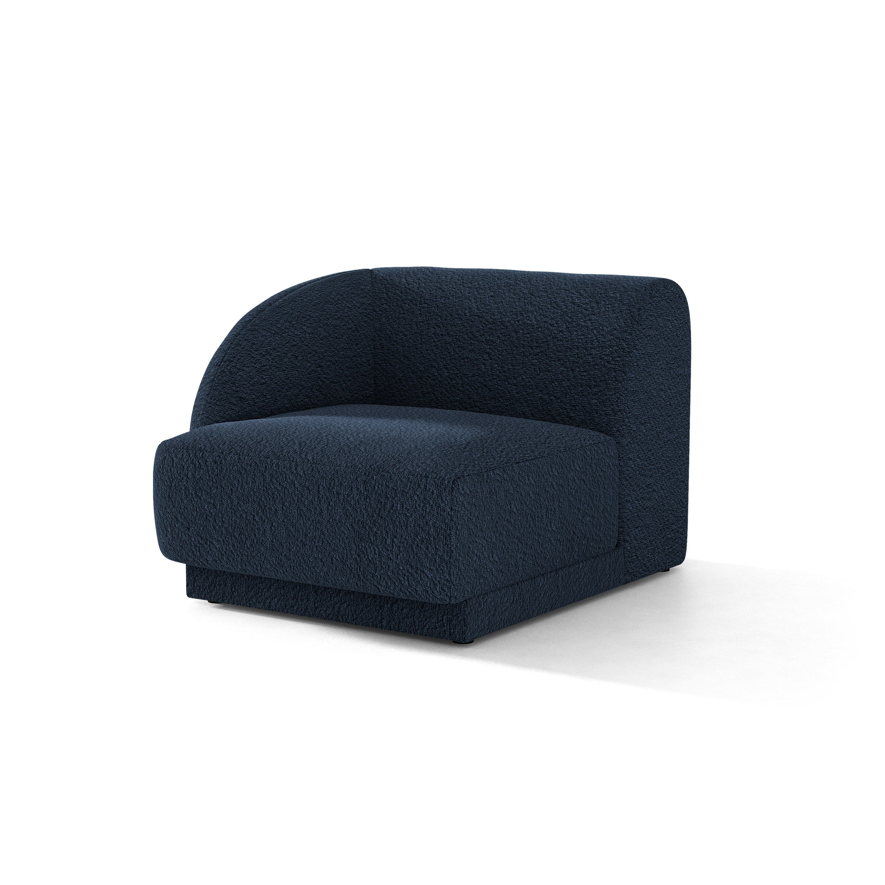 Modulares Sofa MILEY - linkes Modul in dunkelblauem Boucle