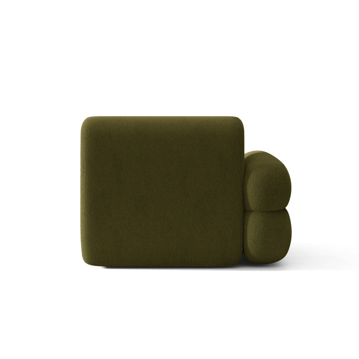 Modulares Sofa NEO - linkes Modul in olivgrünem Boucle