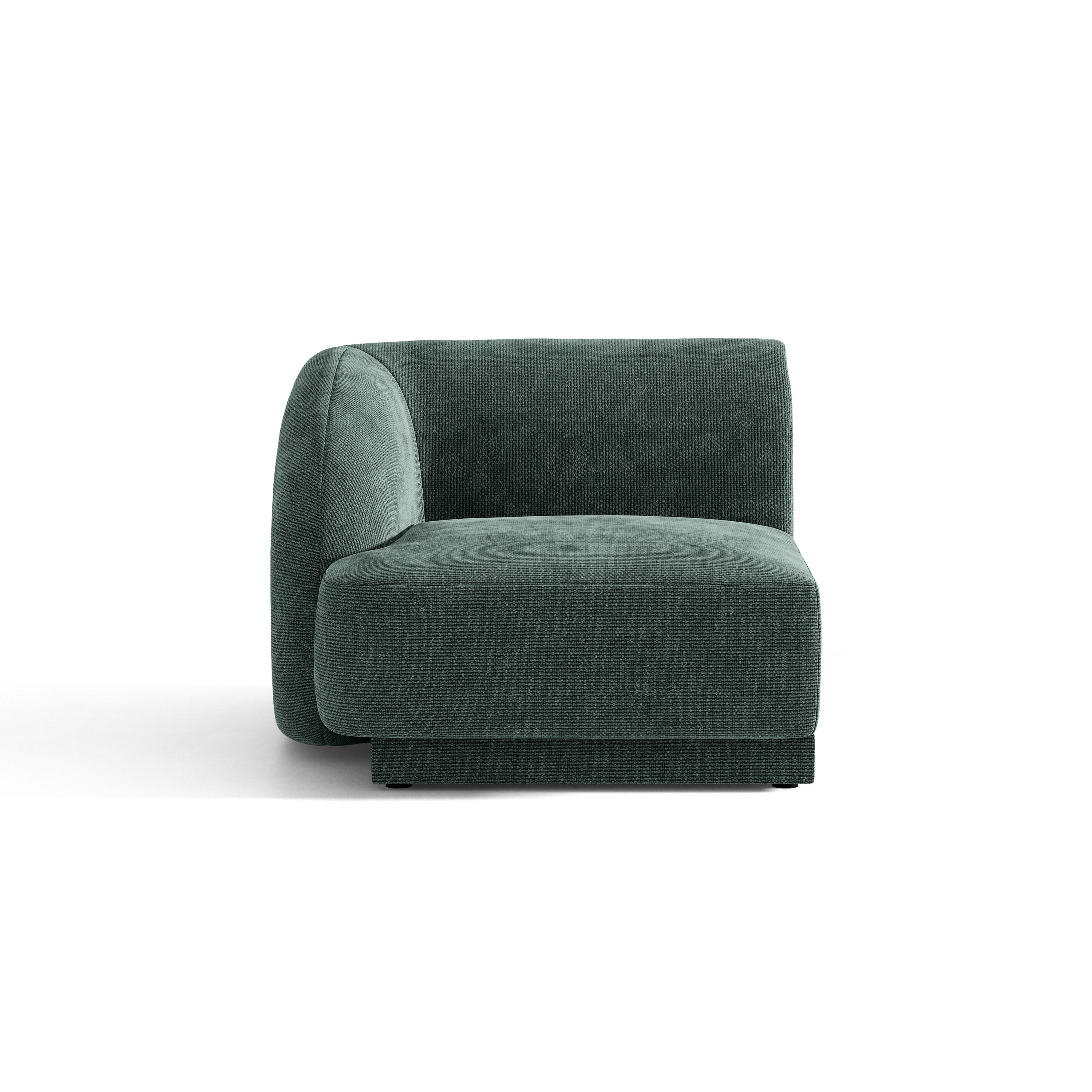 Modulsofa MILEY - linkes Modul in petrolblauem, seidigem Chenille