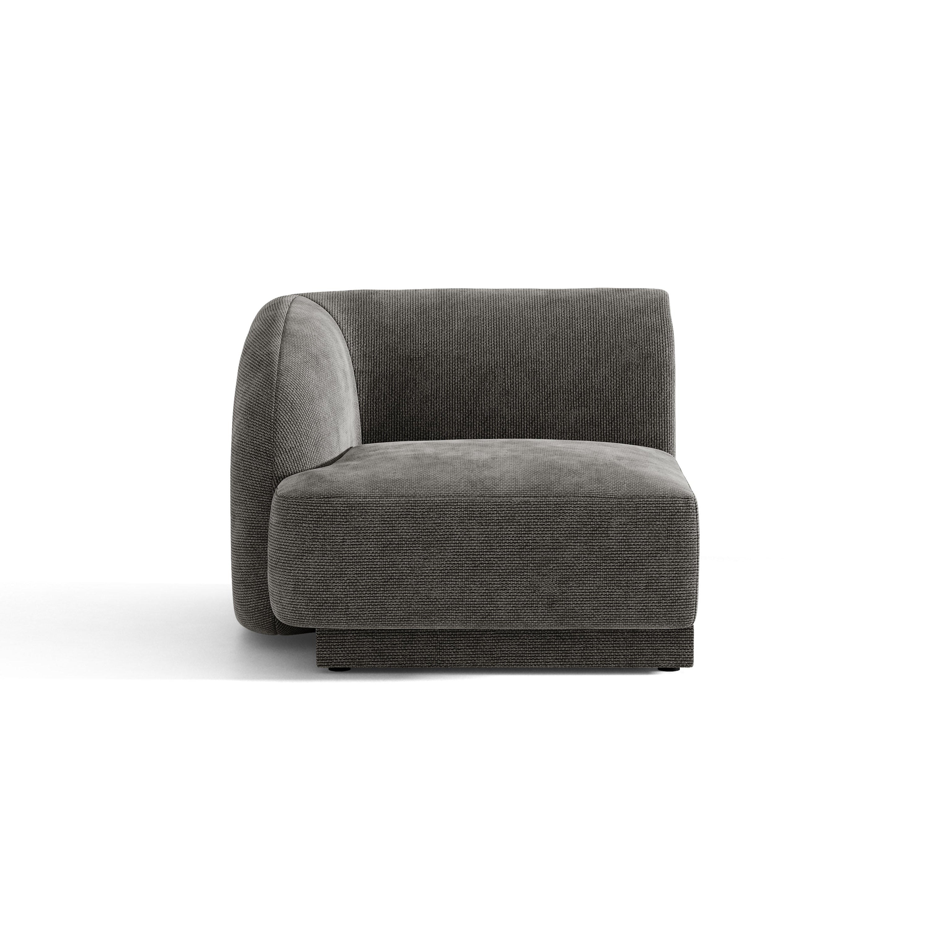 Modulares Sofa MILEY - linkes Modul in grauem, seidigem Chenille