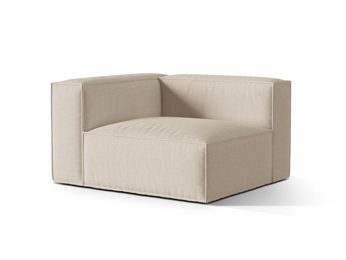 Moduł 1-osobowy z lewym podłokietnikiem NURIA beżowy – ujęcie boczne
