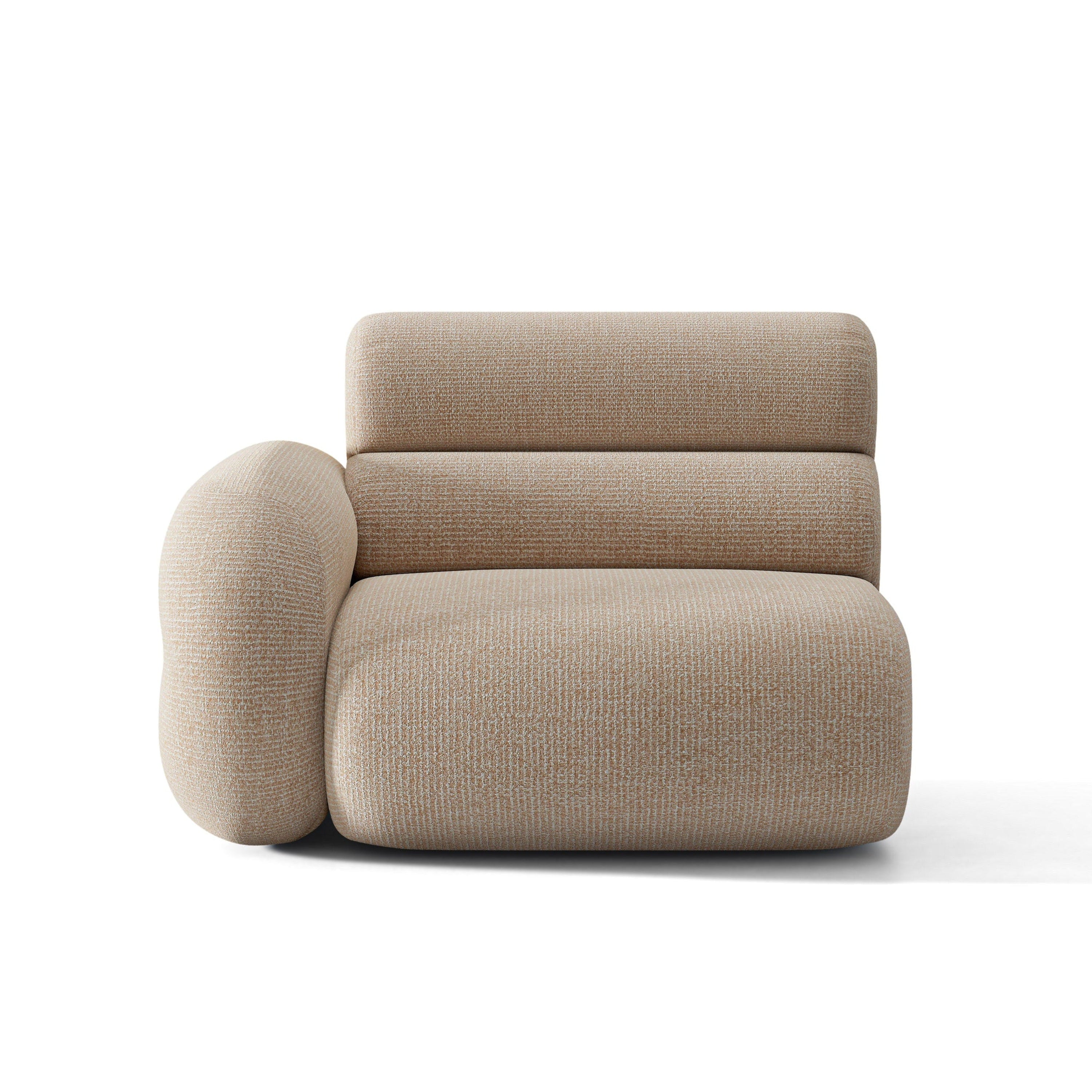 Modulares Sofa NEO - linkes Element in sandfarbenem Melange