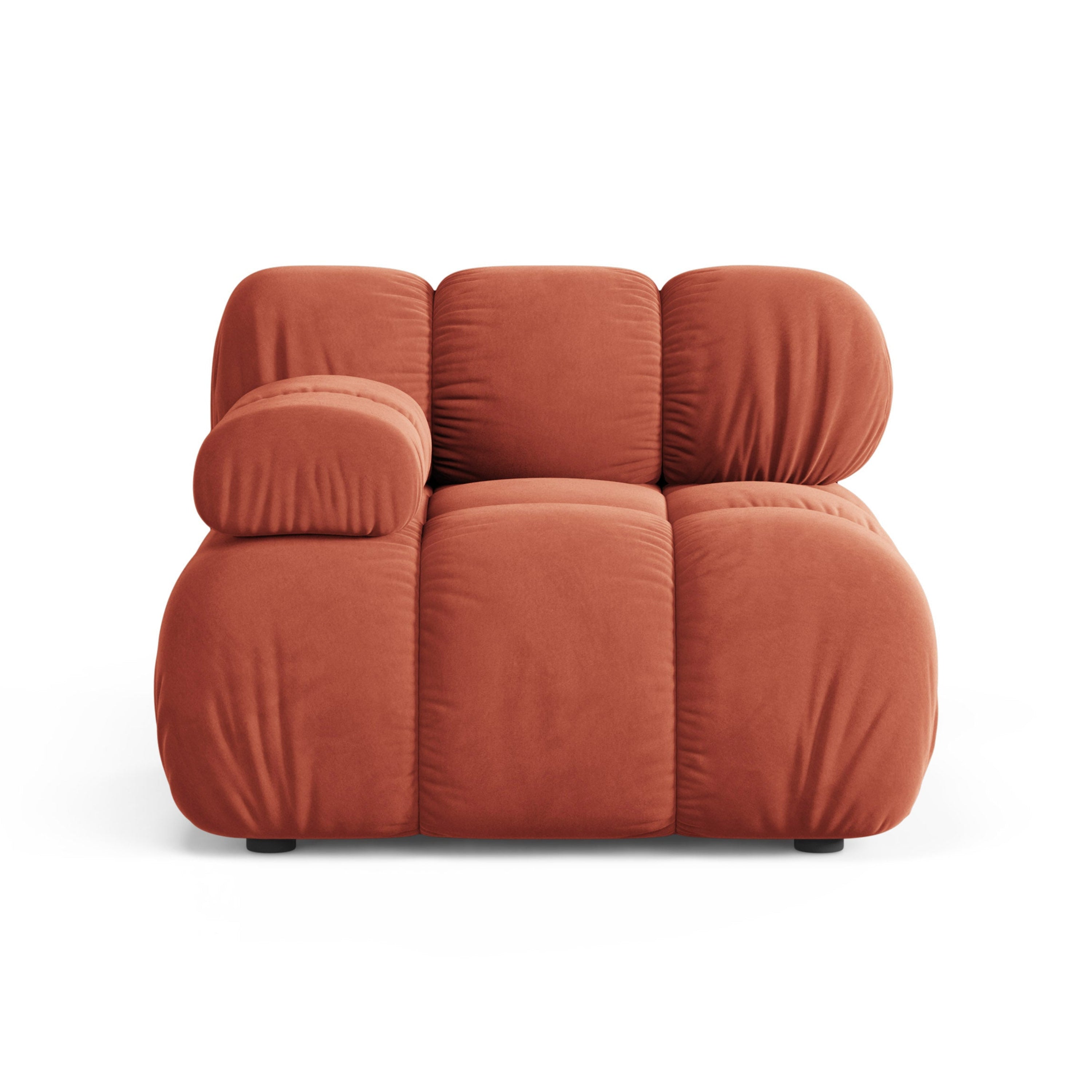 Modulares Sofa BELLIS - linkes Modul aus korallenfarbenem Velours