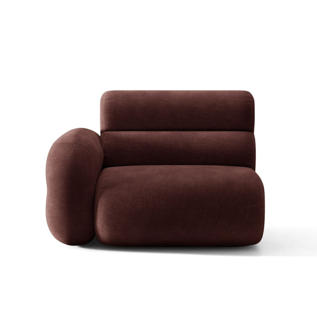 Modulares Sofa NEO - linkes Modul aus kirschfarbenem Chenille