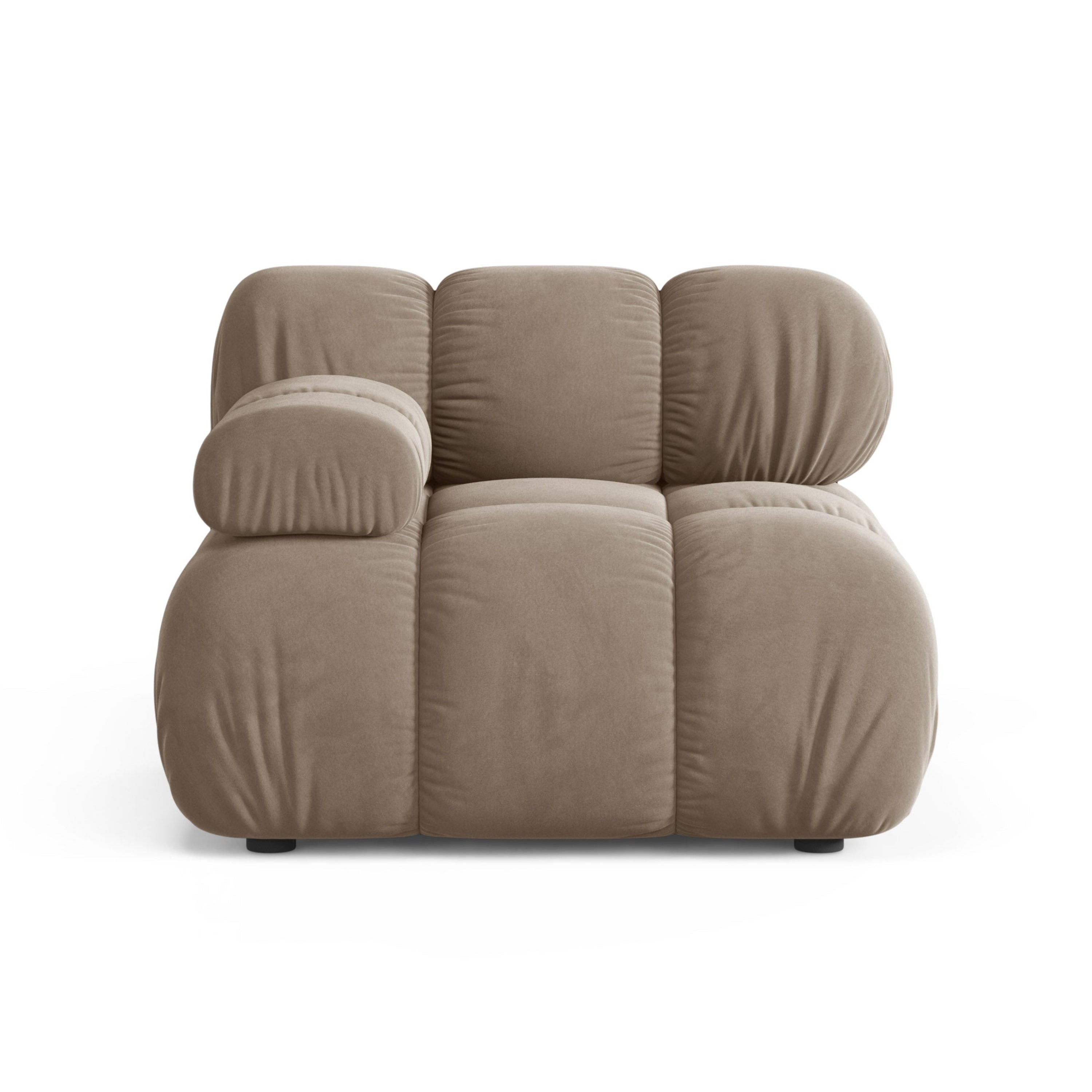 Modulares Samtsofa BELLIS - linkes Modul in Cappuccino