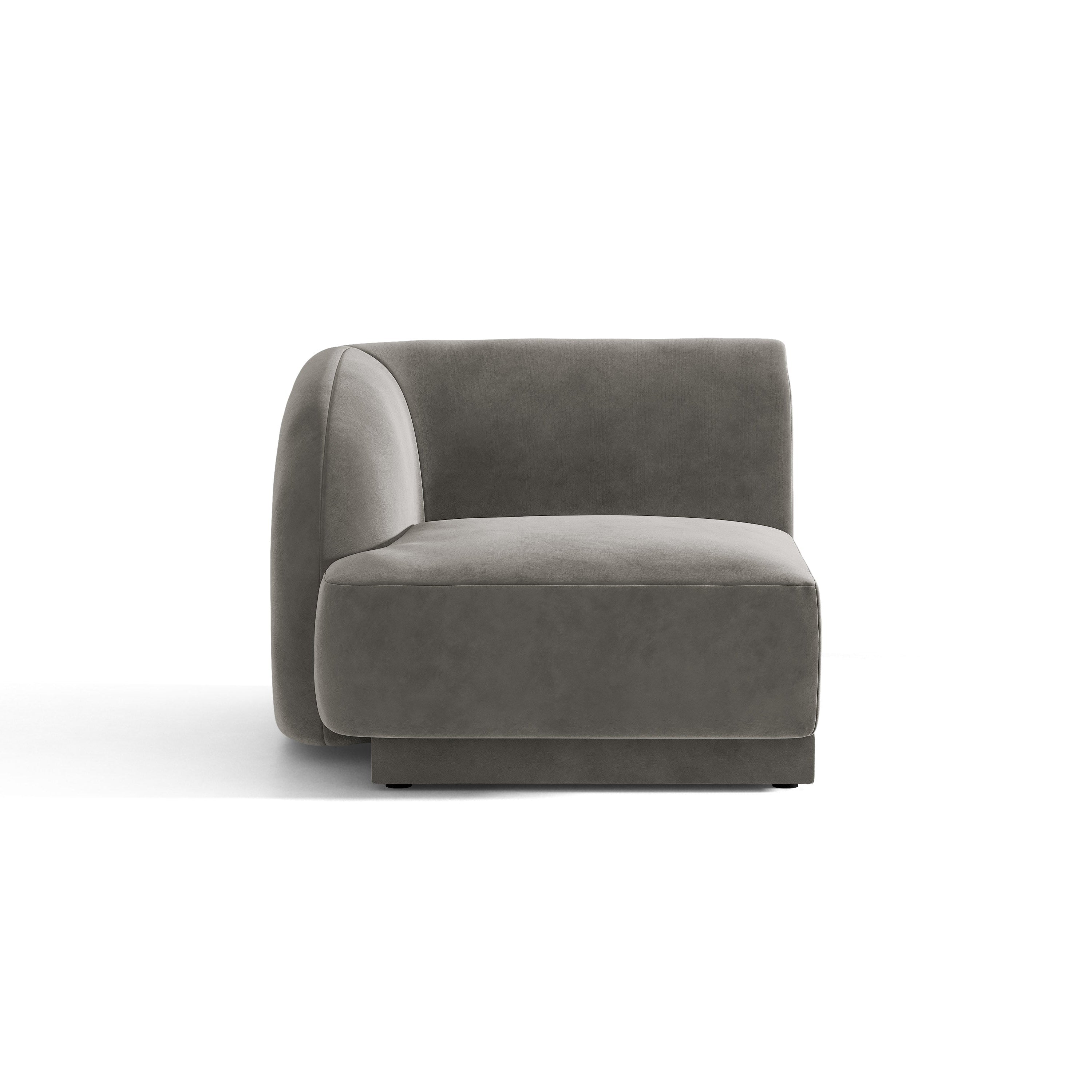 Modulares Samtsofa MILEY - linkes Modul in Hellgrau