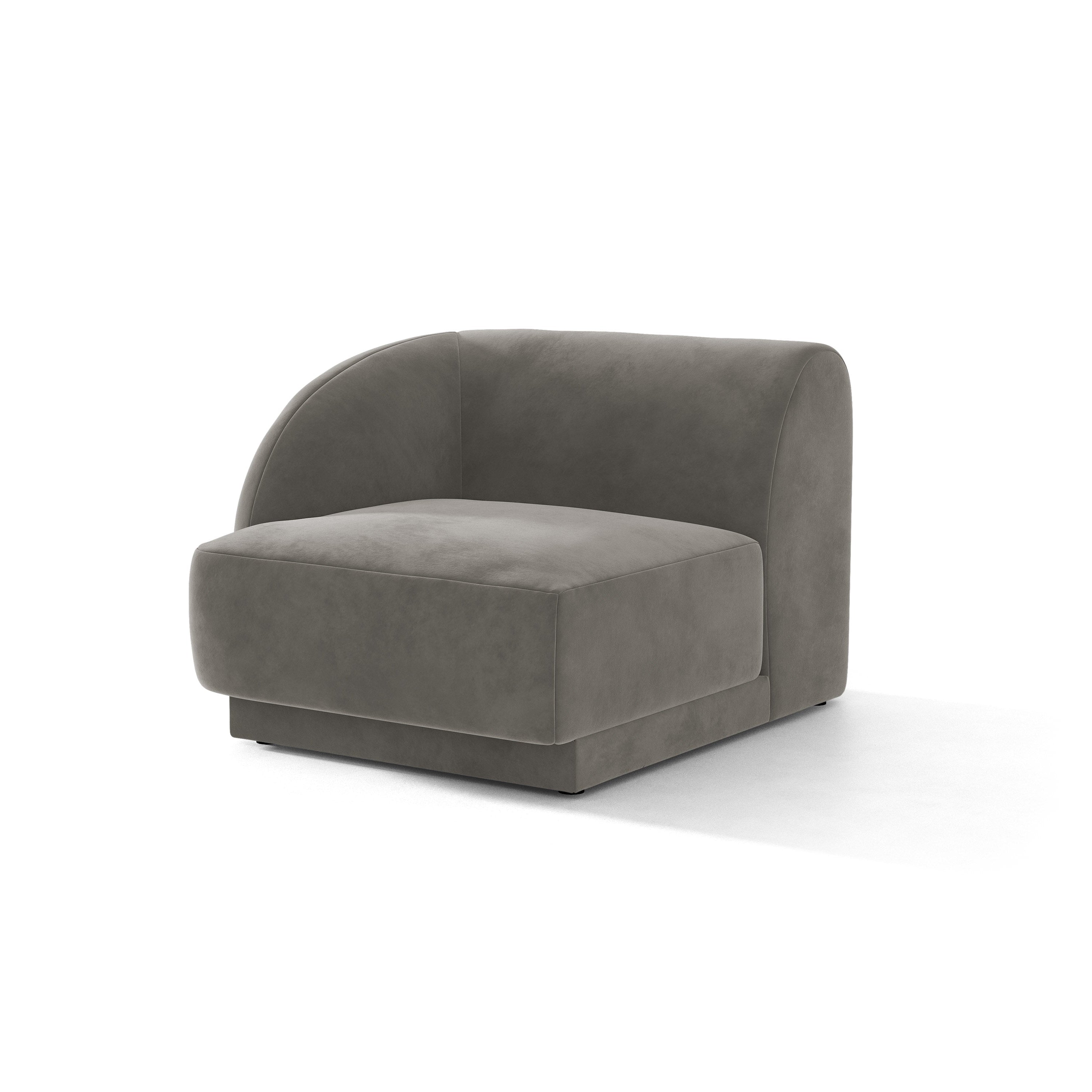 Modulares Samtsofa MILEY - linkes Modul in Hellgrau