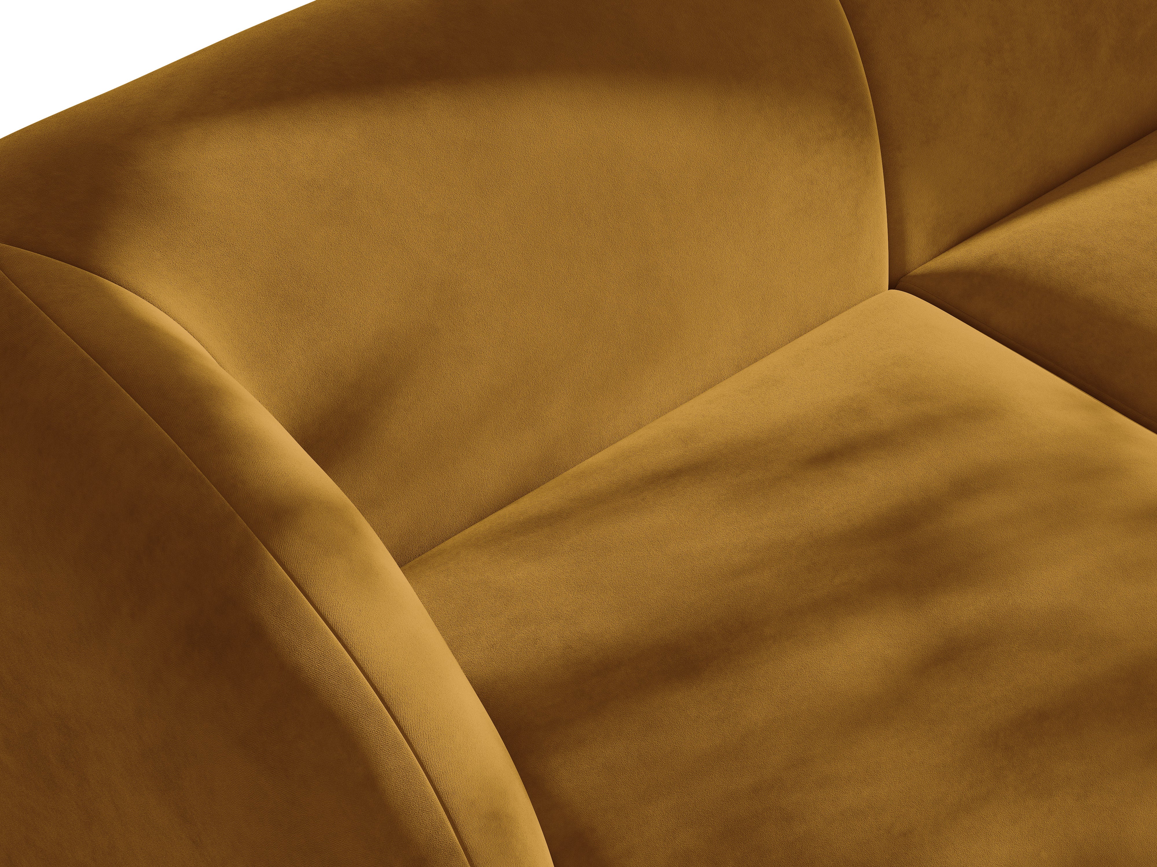 Sofa modułowa aksamitna MILEY - moduł lewostronny żółty z podłokietnikami