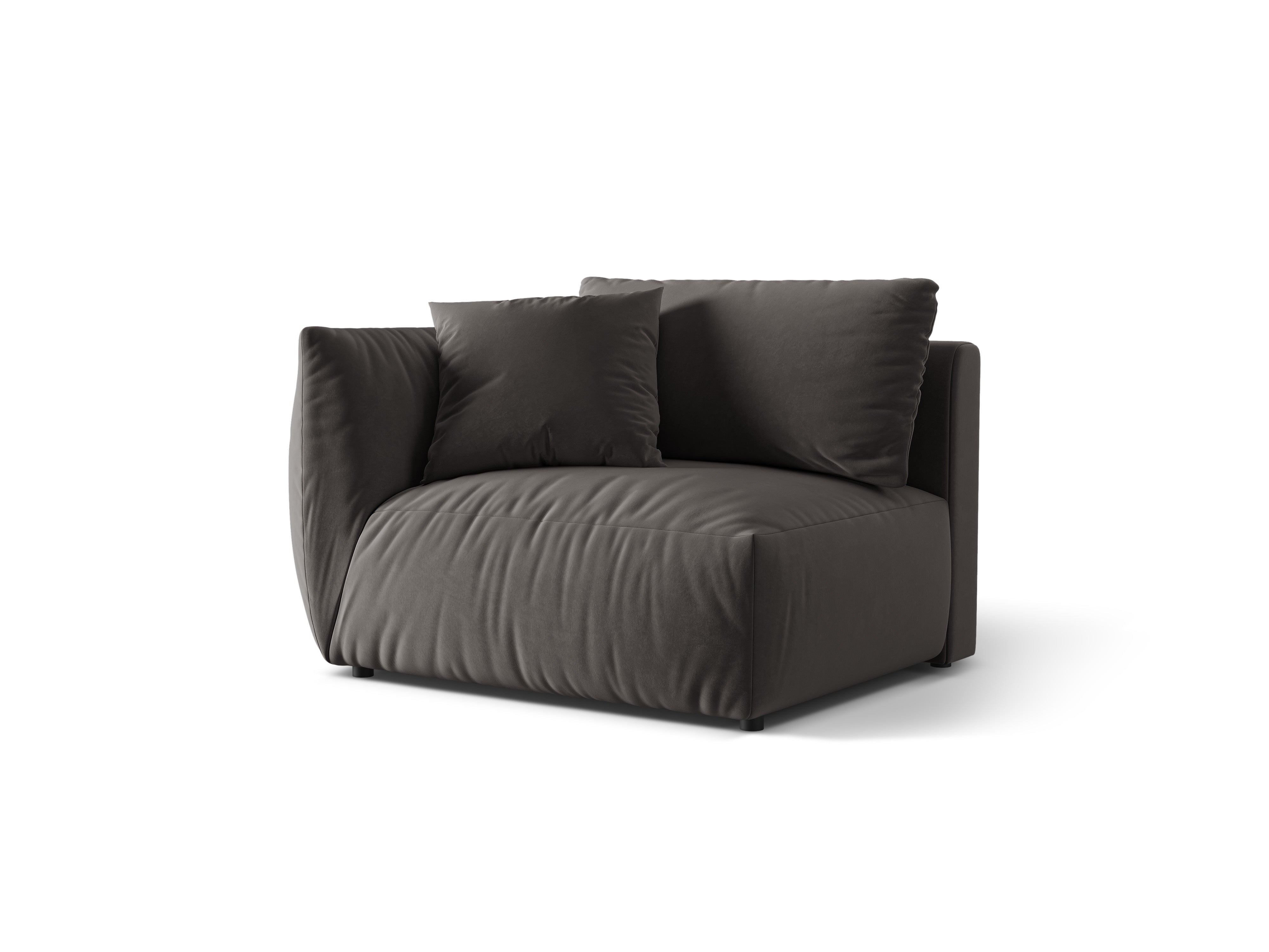 Velvet modular sofa CHRIS - wide left element dark gray