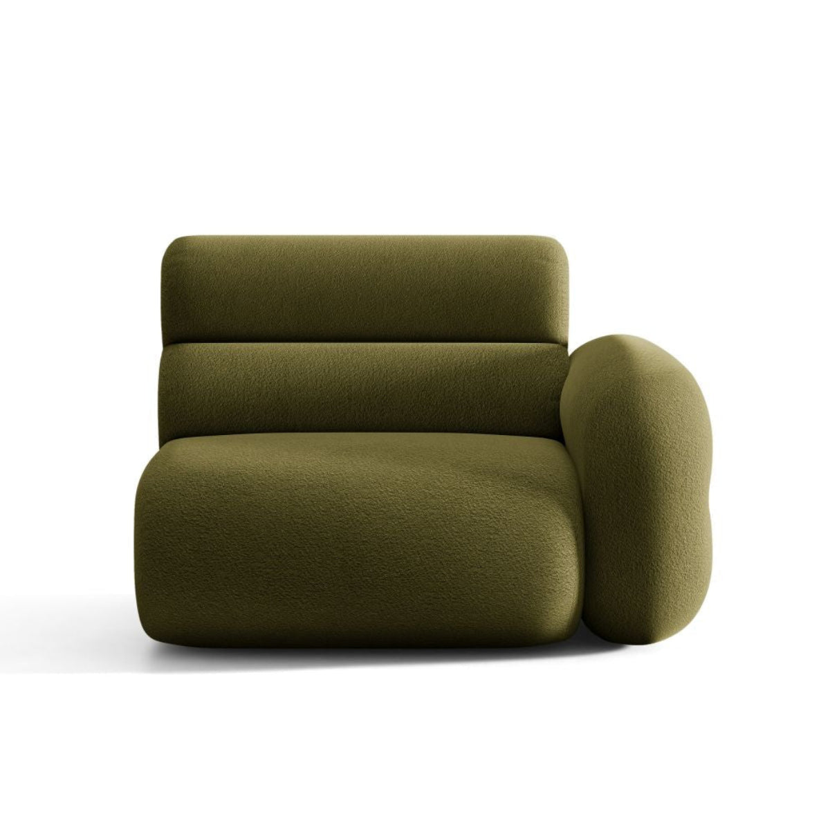 Modulares Sofa NEO - rechtes Modul in olivgrünem Boucle