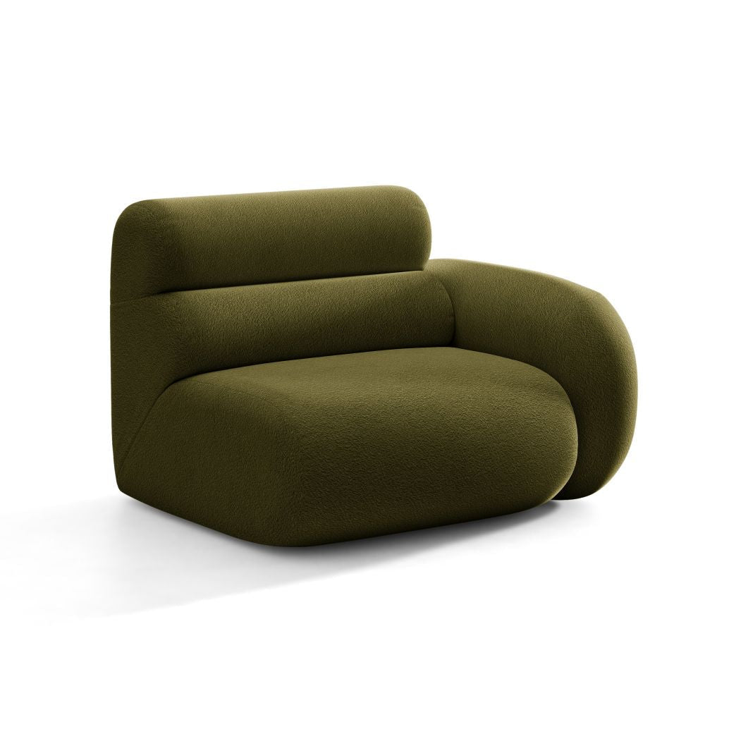 Modulares Sofa NEO - rechtes Modul in olivgrünem Boucle
