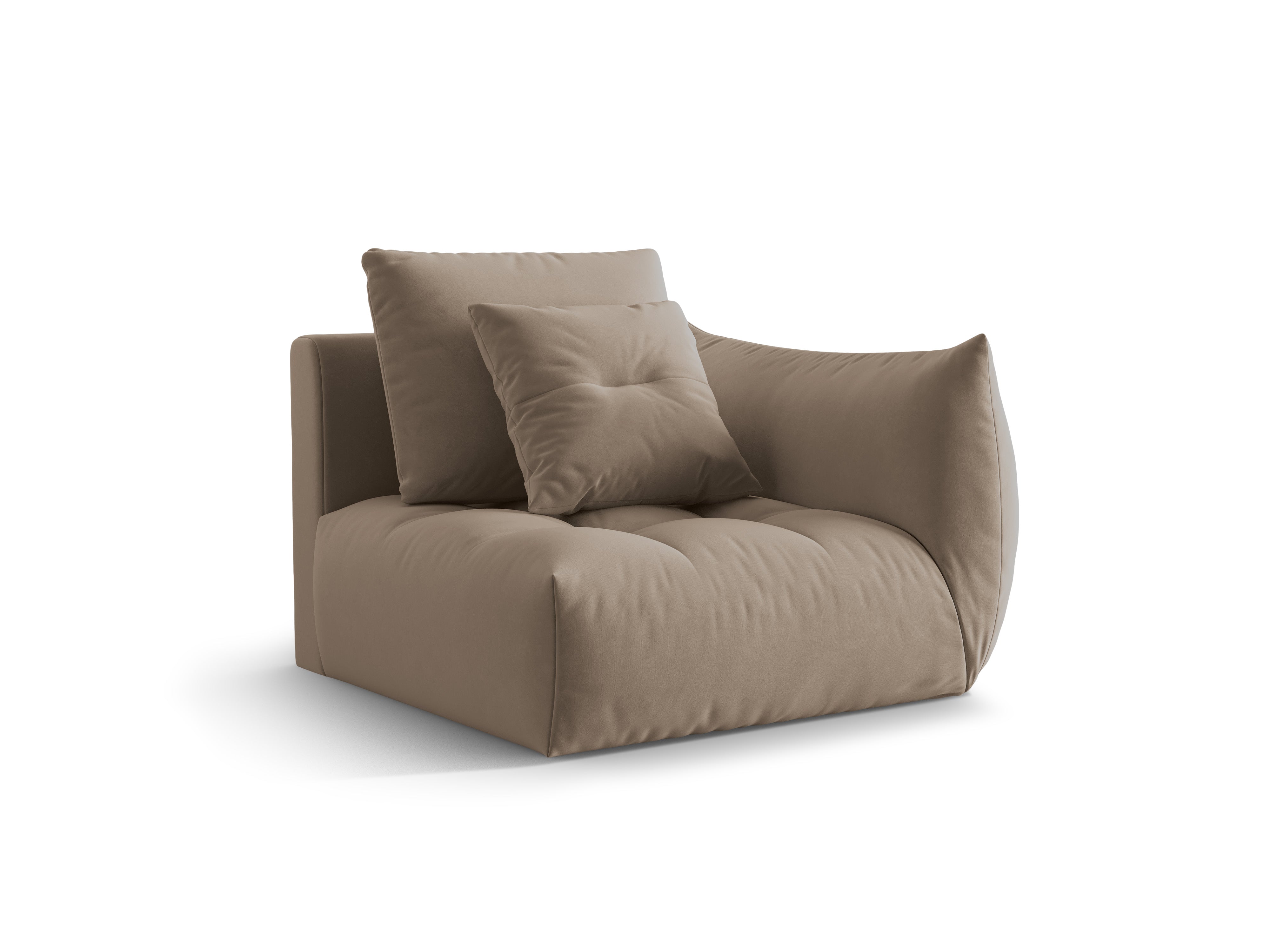 Velvet modular sofa BLOOM - right-side element light brown