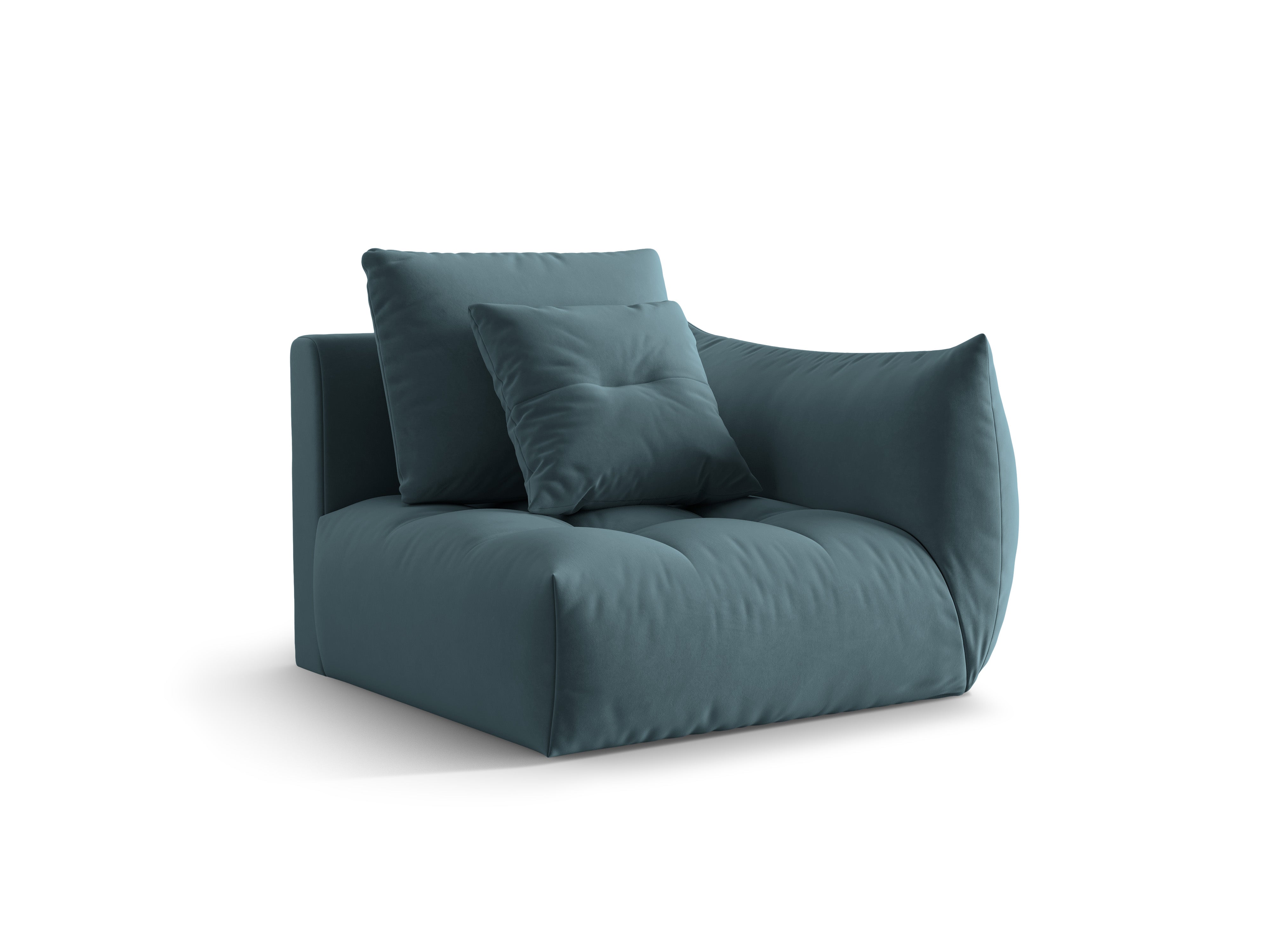 Velvet modular sofa BLOOM - right-side element light blue