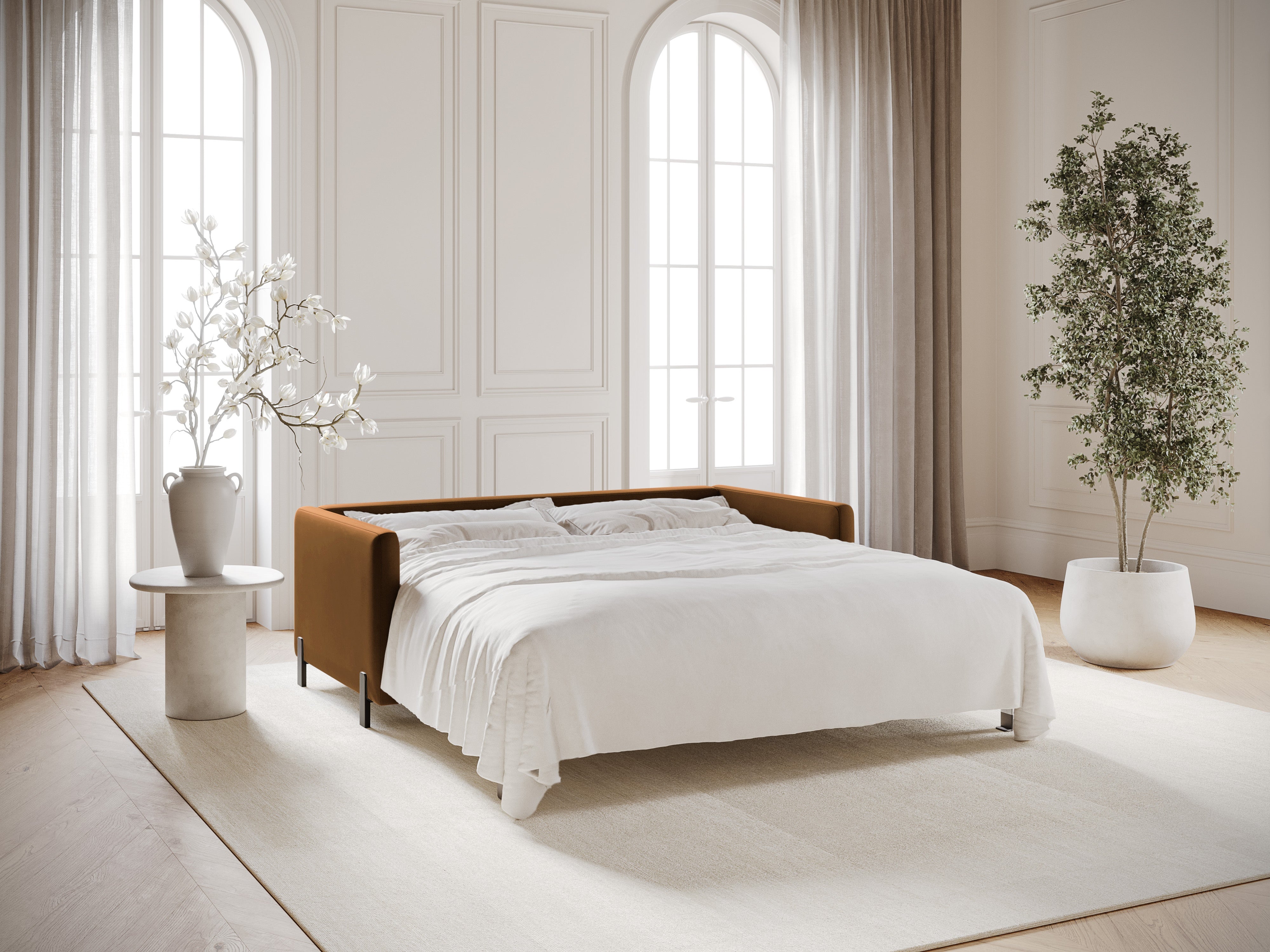 Sofa aus Samt für 2 Personen mit Schlaf-Funktion GLORIA braun