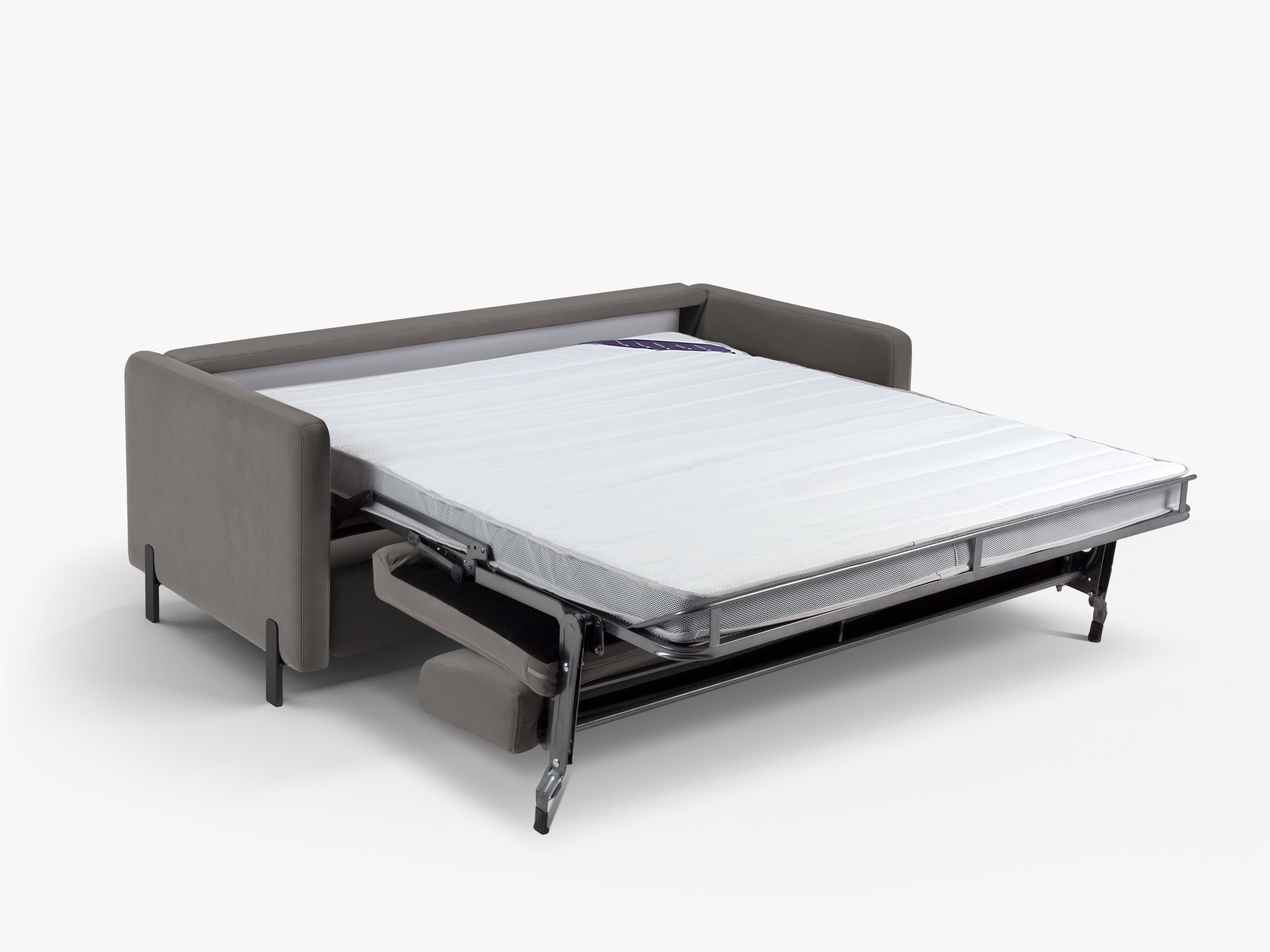 Velvet 2-seater sofa with sleeping function GLORIA gray