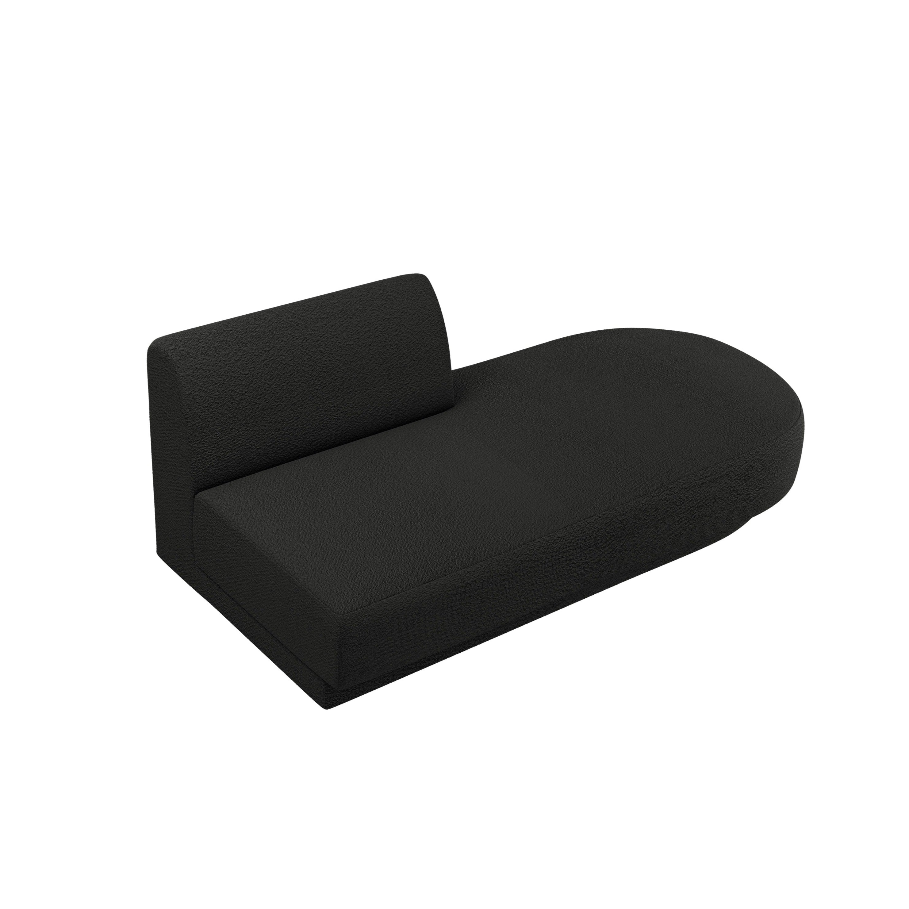 Right-facing 2-seater chaise longue MILEY black boucle