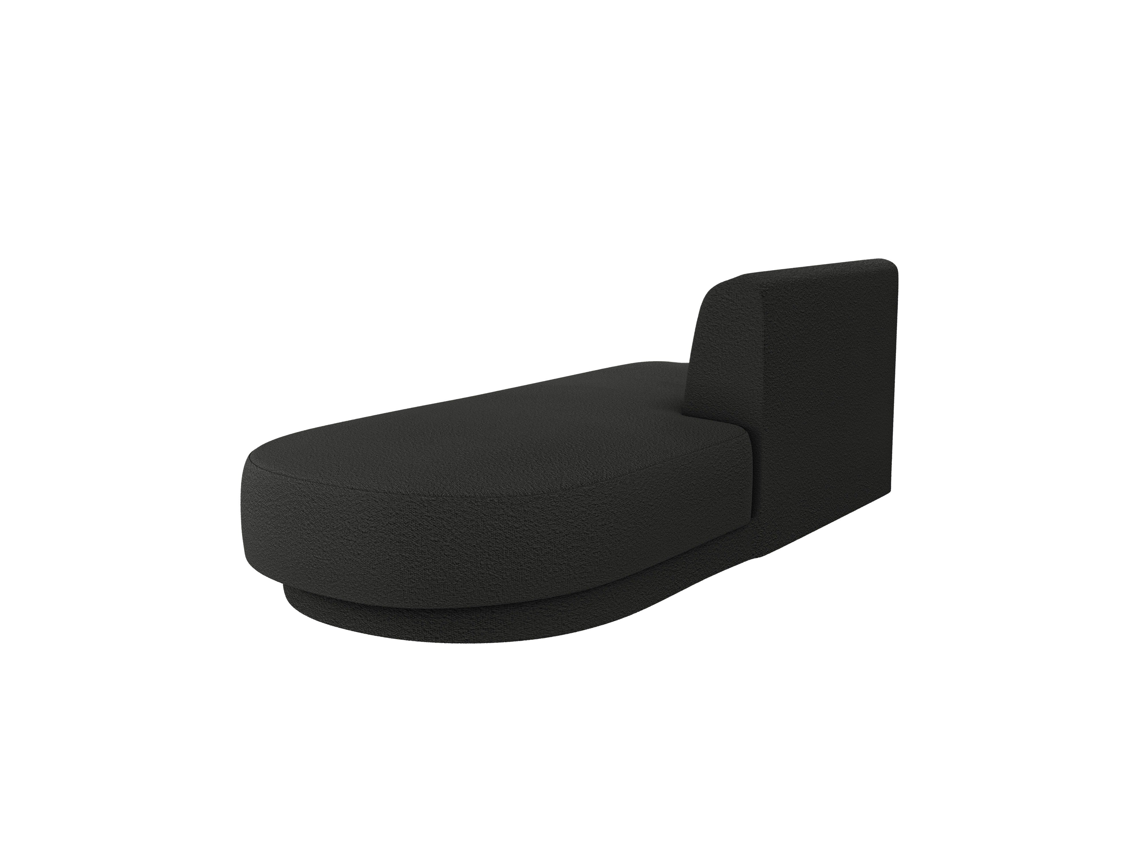 Right-facing 2-seater chaise longue MILEY black boucle