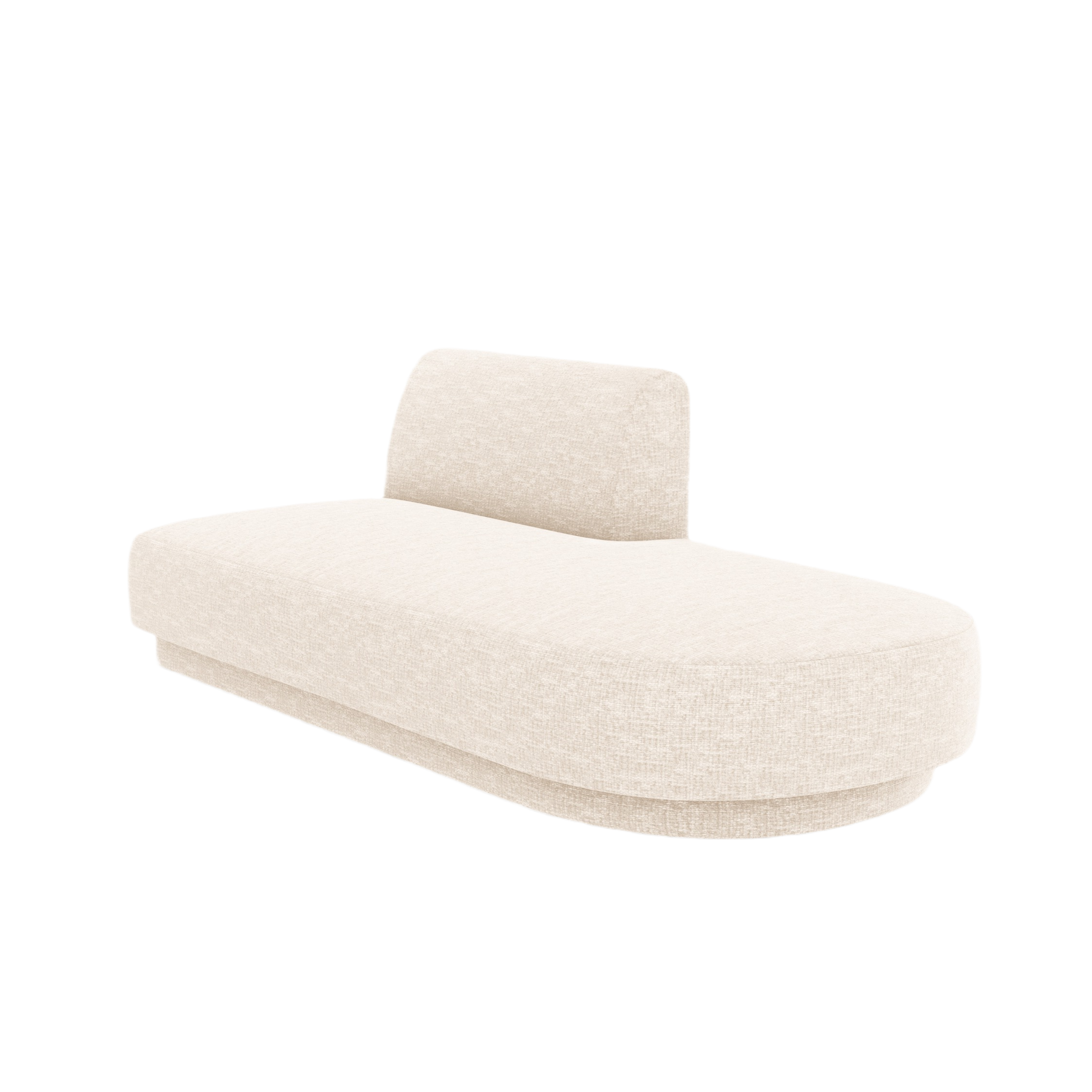 Right-facing 2-seater chaise longue MILEY beige silky chenille