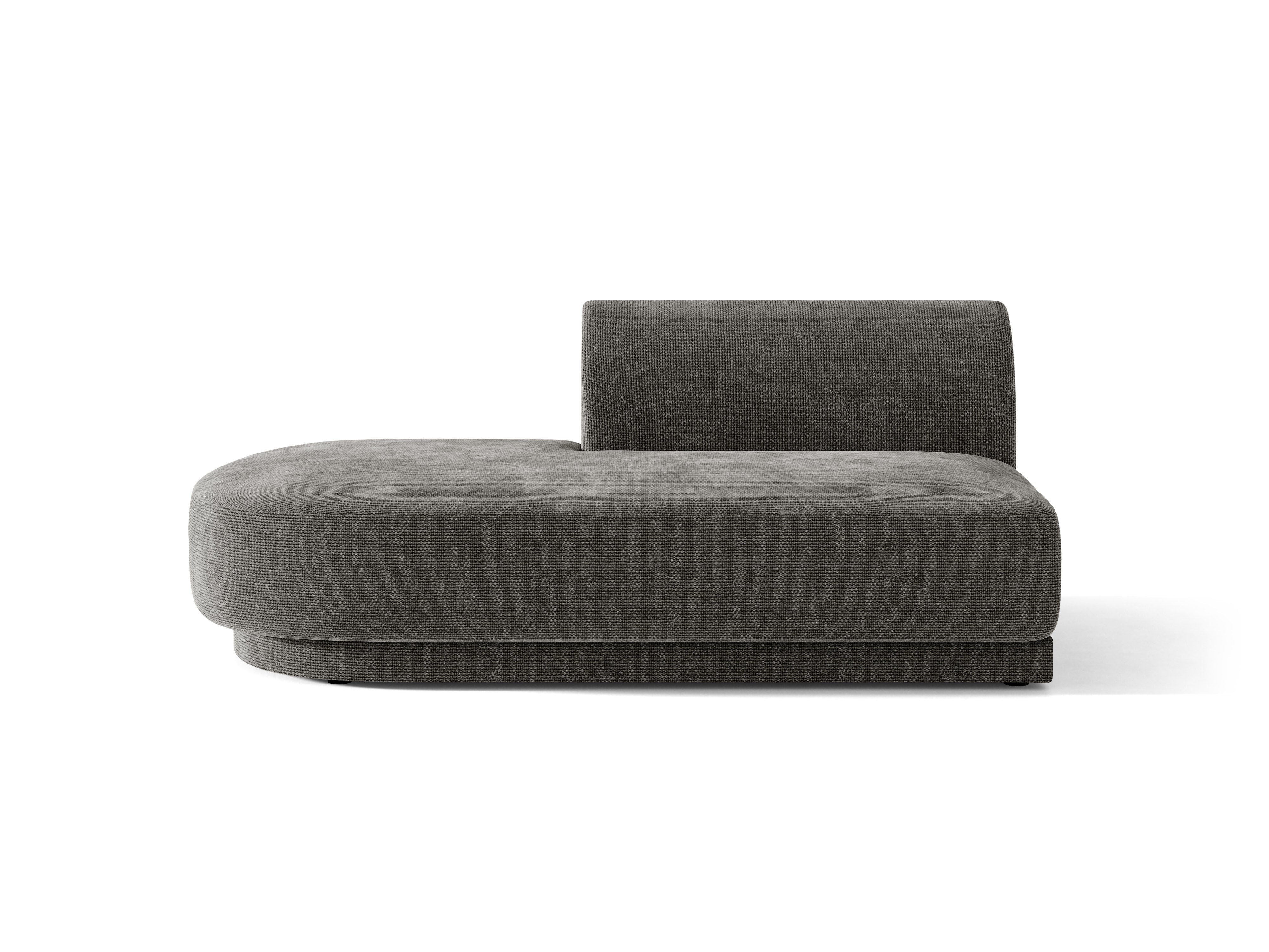 Szezlong 2-sitzig links MILEY graues seidiges Chenille