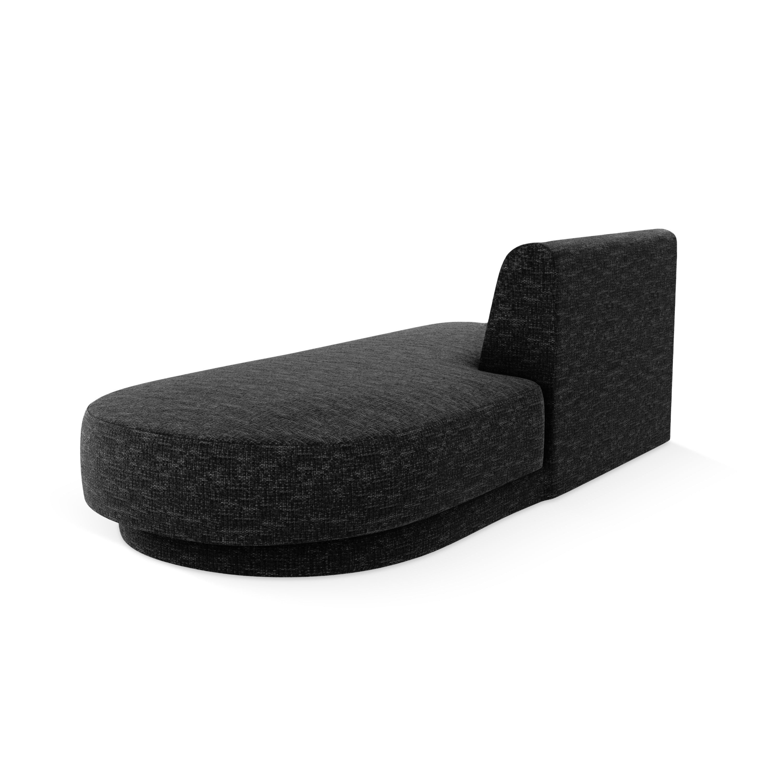 Right-facing 2-seater chaise longue MILEY black silky chenille