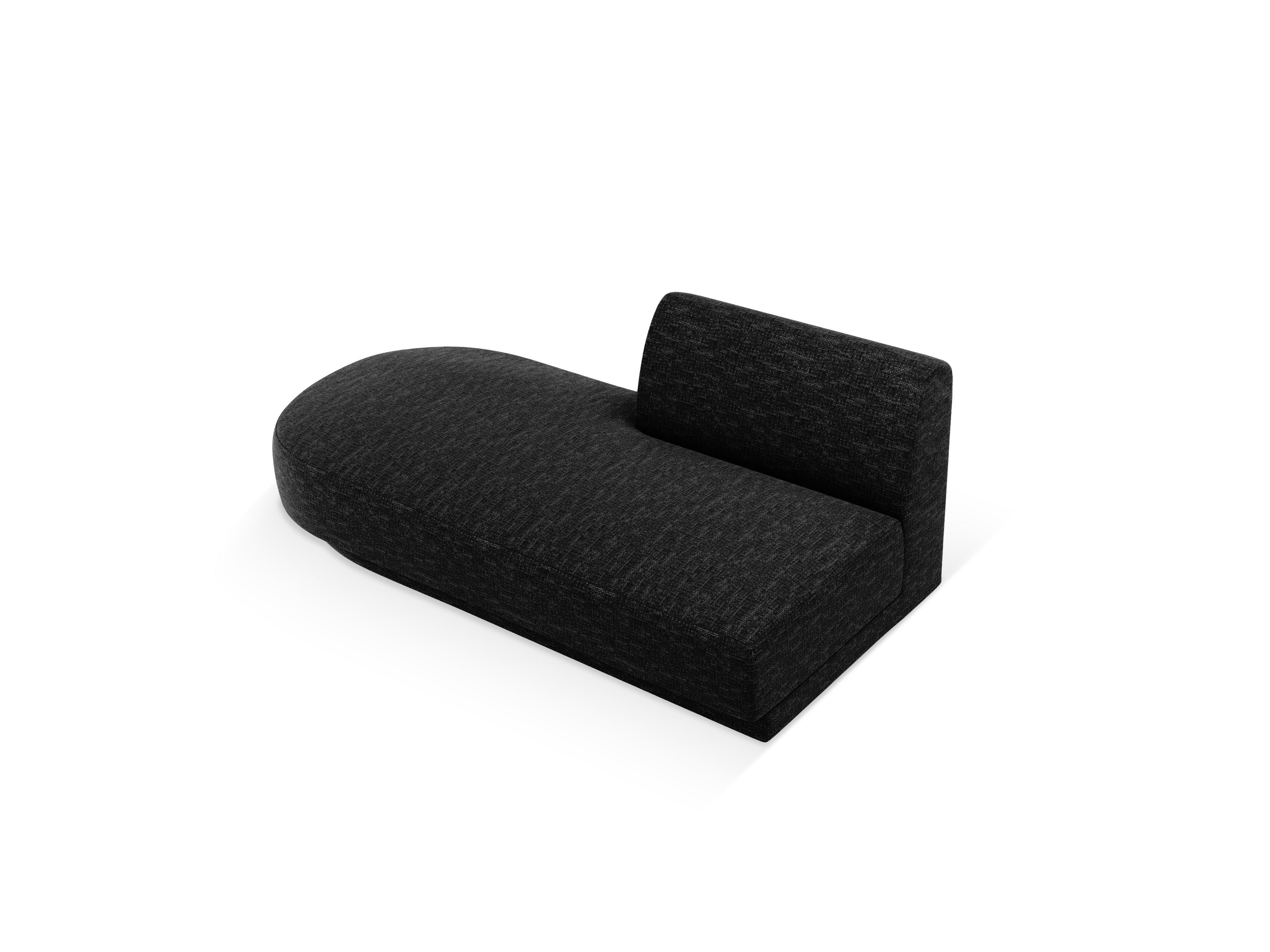 Left-facing 2-seater chaise longue MILEY black chenille