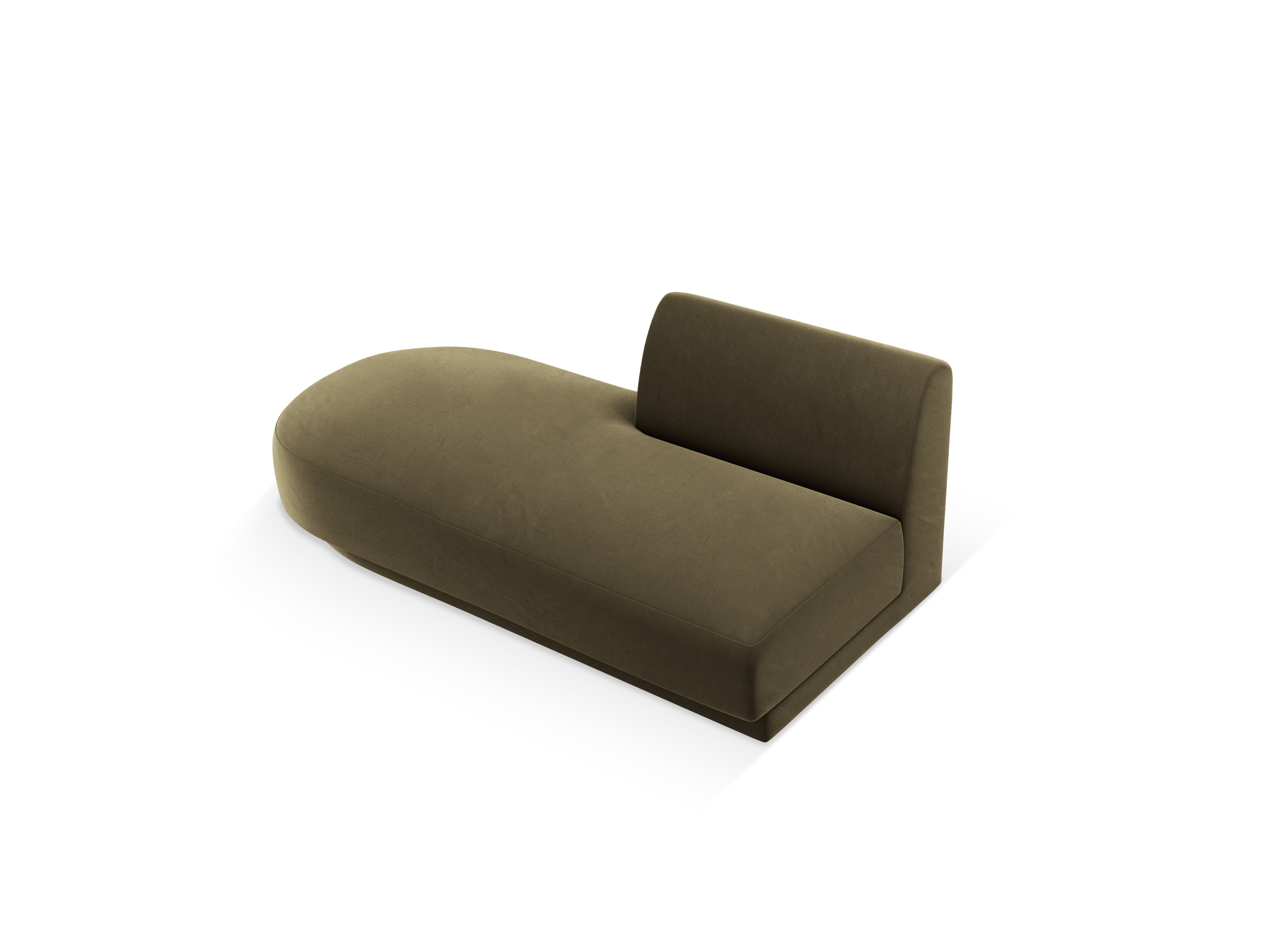 2-seater velvet left-facing chaise longue MILEY green