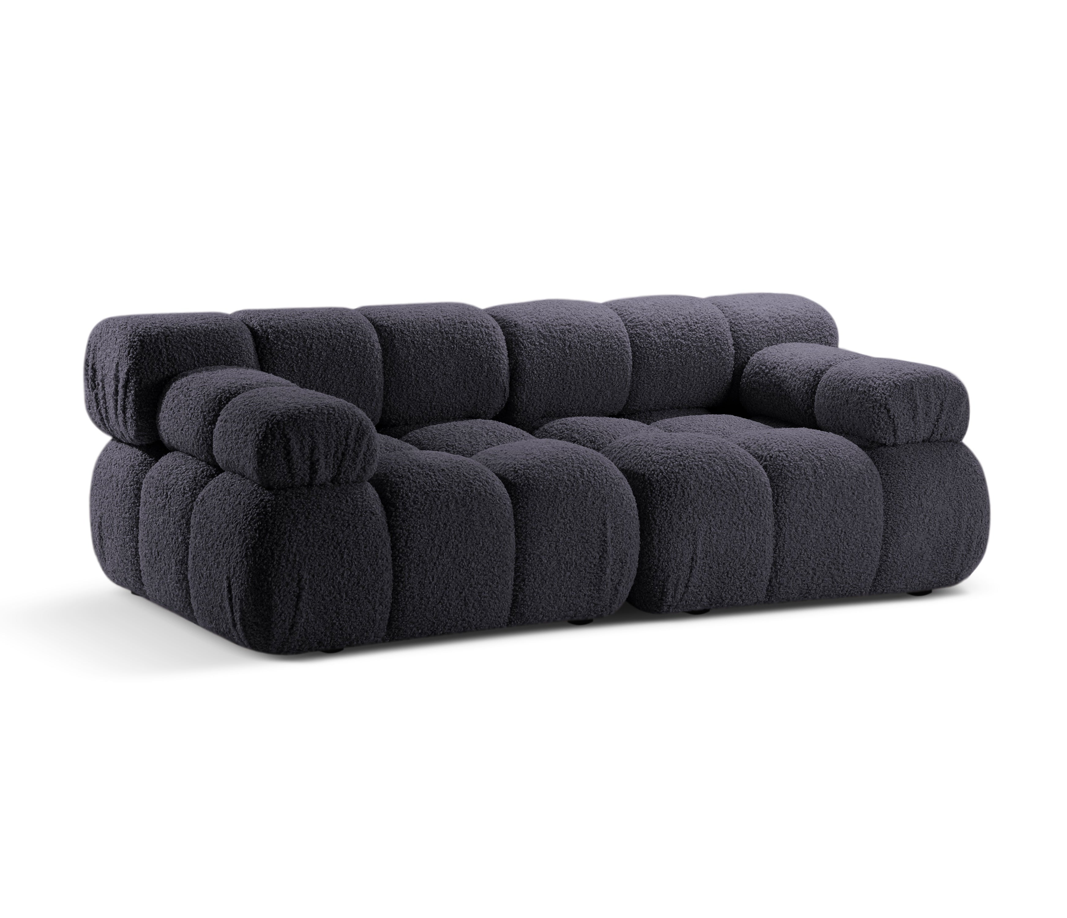Modulares 2-Sitzer Sofa BELLIS in grafitfarbenem Boucle