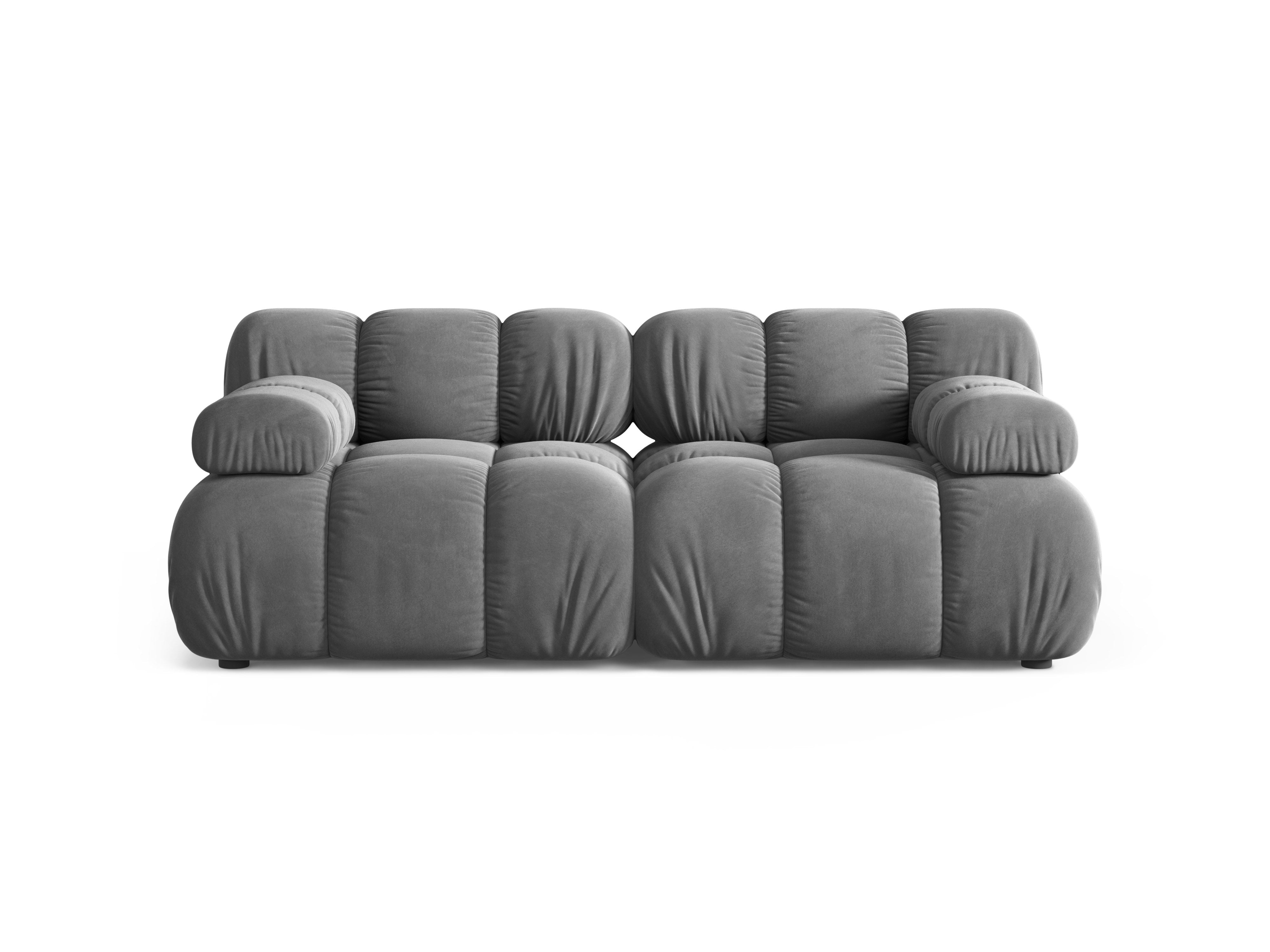 Modulares 2-Sitzer-Sofa BELLIS in hellgrauem Samt