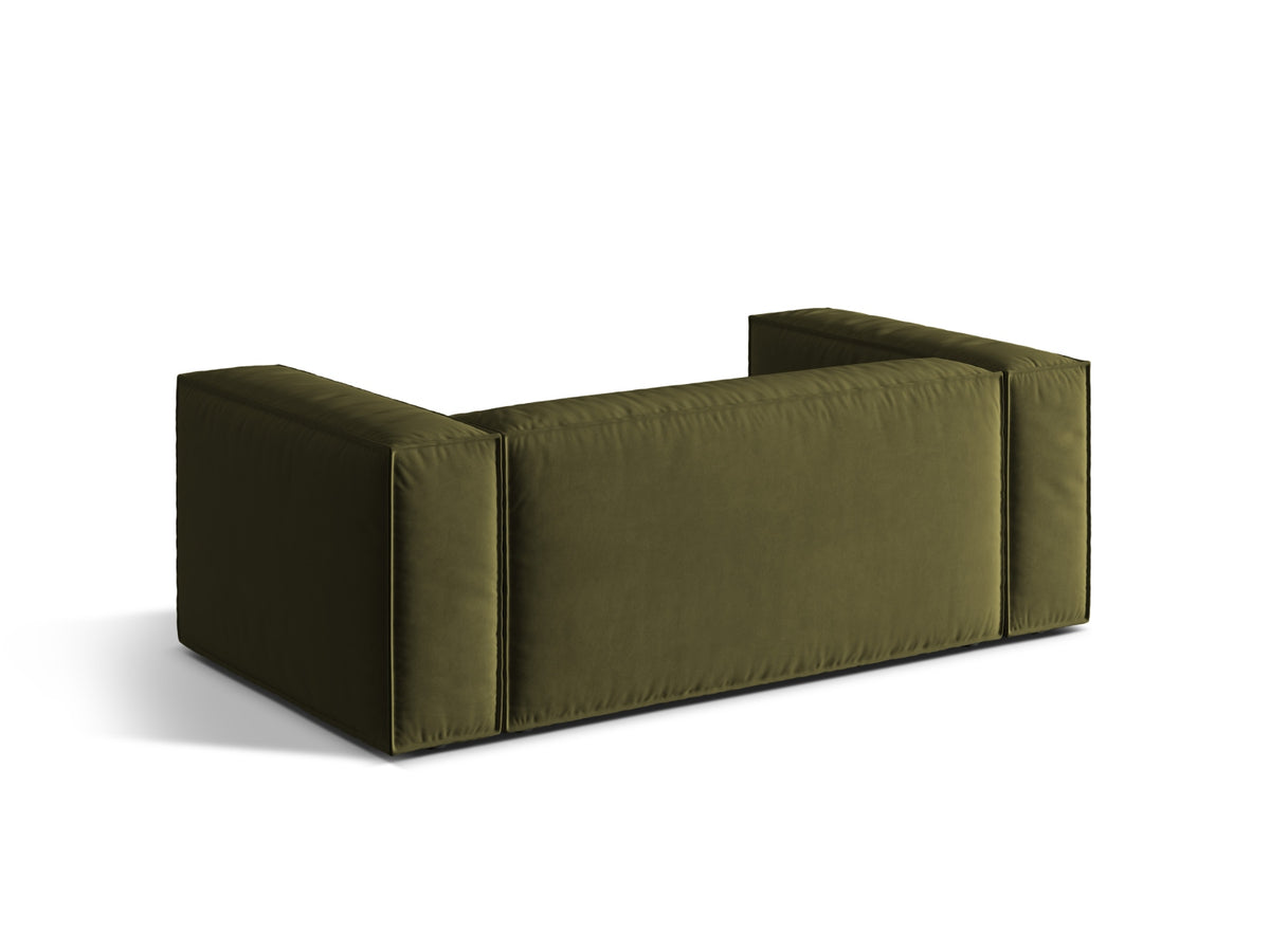 Sofa aksamitna 2-osobowa NURIA mchowy melanż – ujęcie tylne