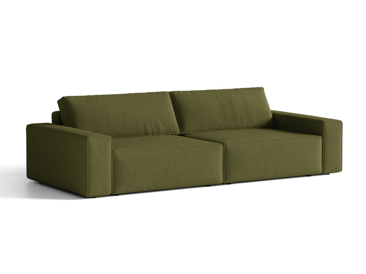 Sofa 3-osobowa z funkcją spania JODIE ciemna zieleń oliwkowa boucle – ujęcie 3