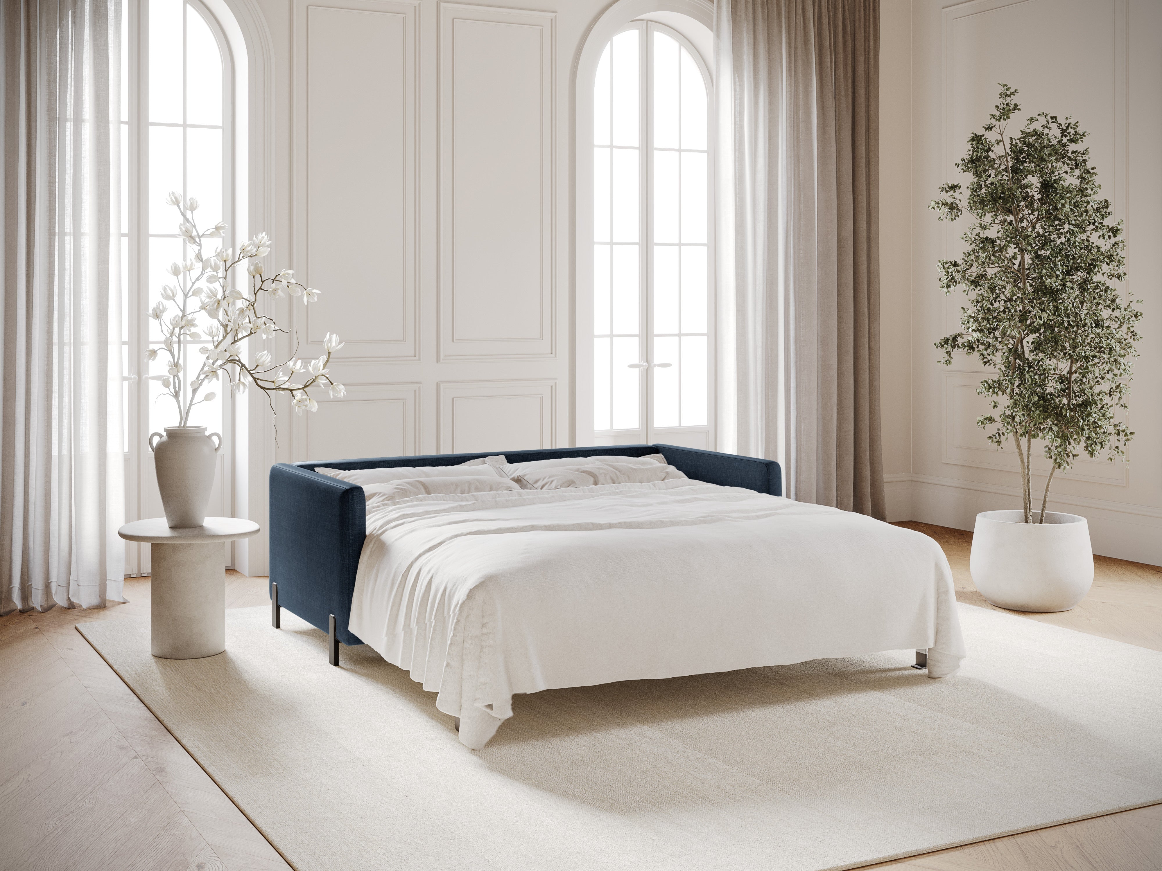 3-seater sofa with sleeping function GLORIA blue chenille