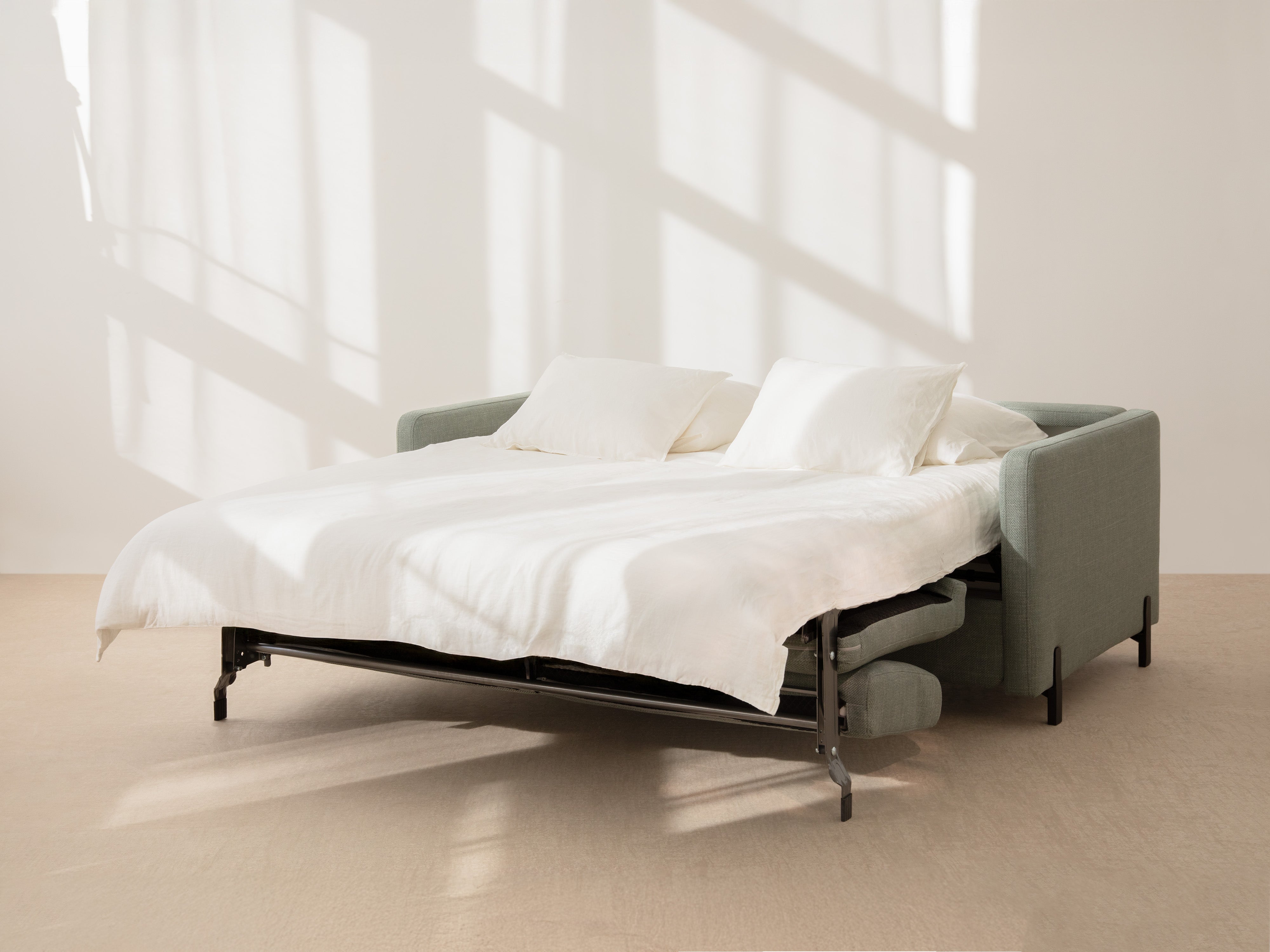 Sofa 2-Sitzer mit Schlaf-Funktion GLORIA hellgrau Chenille