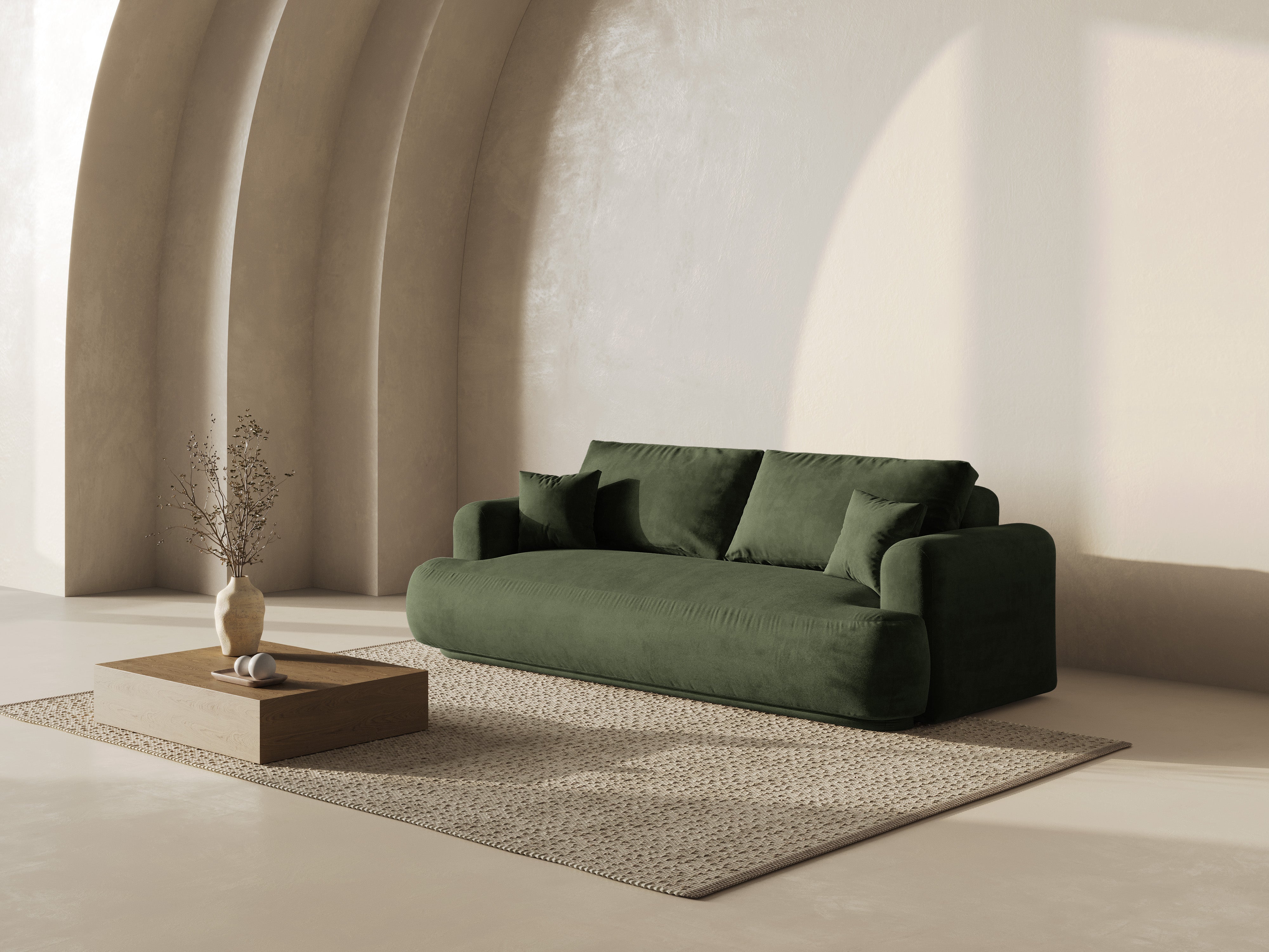 Velvet sofa with Ella Green sleeping function