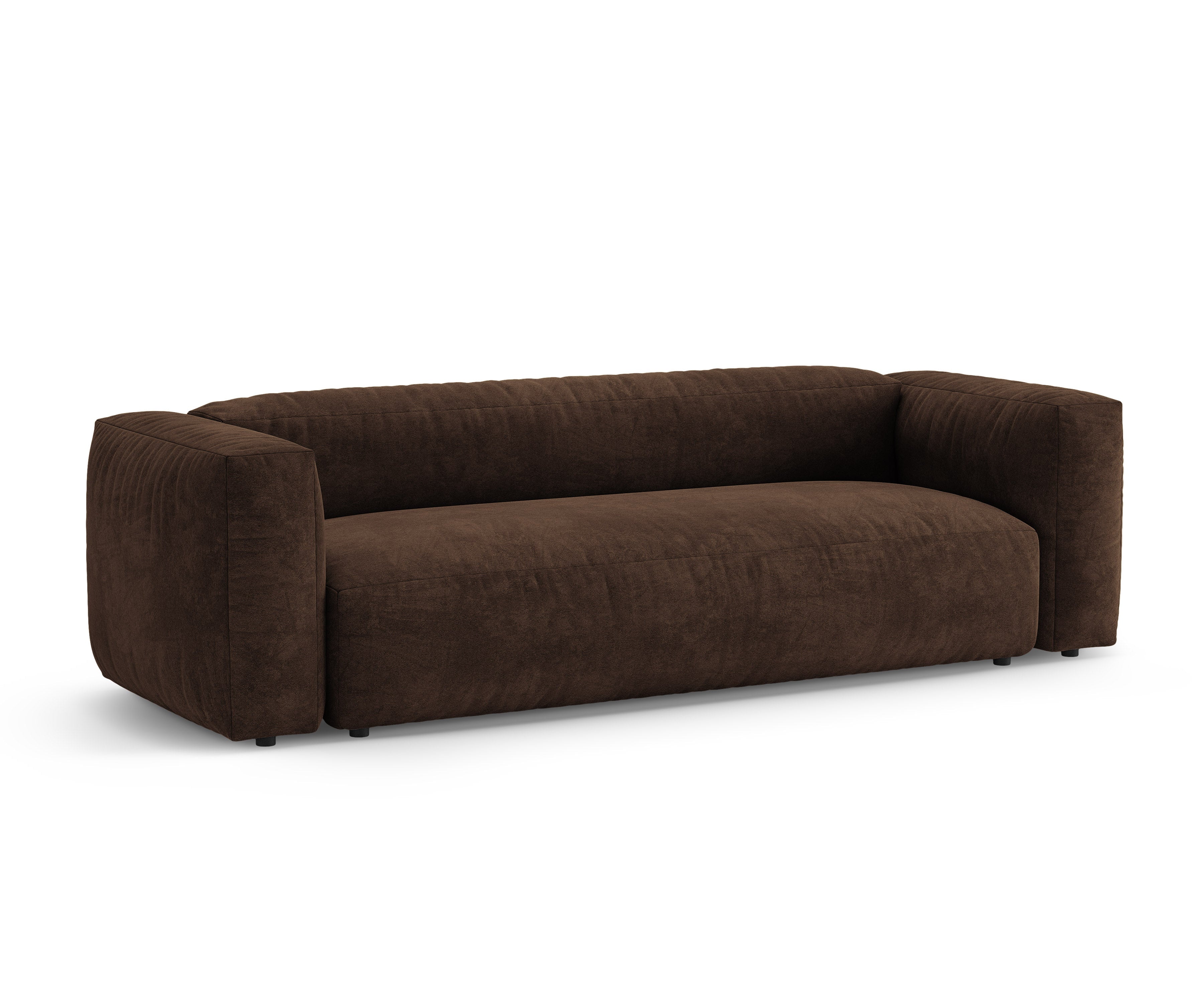 Sofa aus Samt für 3 Personen mit Schlaf-Funktion MARTINA in Schokoladenfarbe