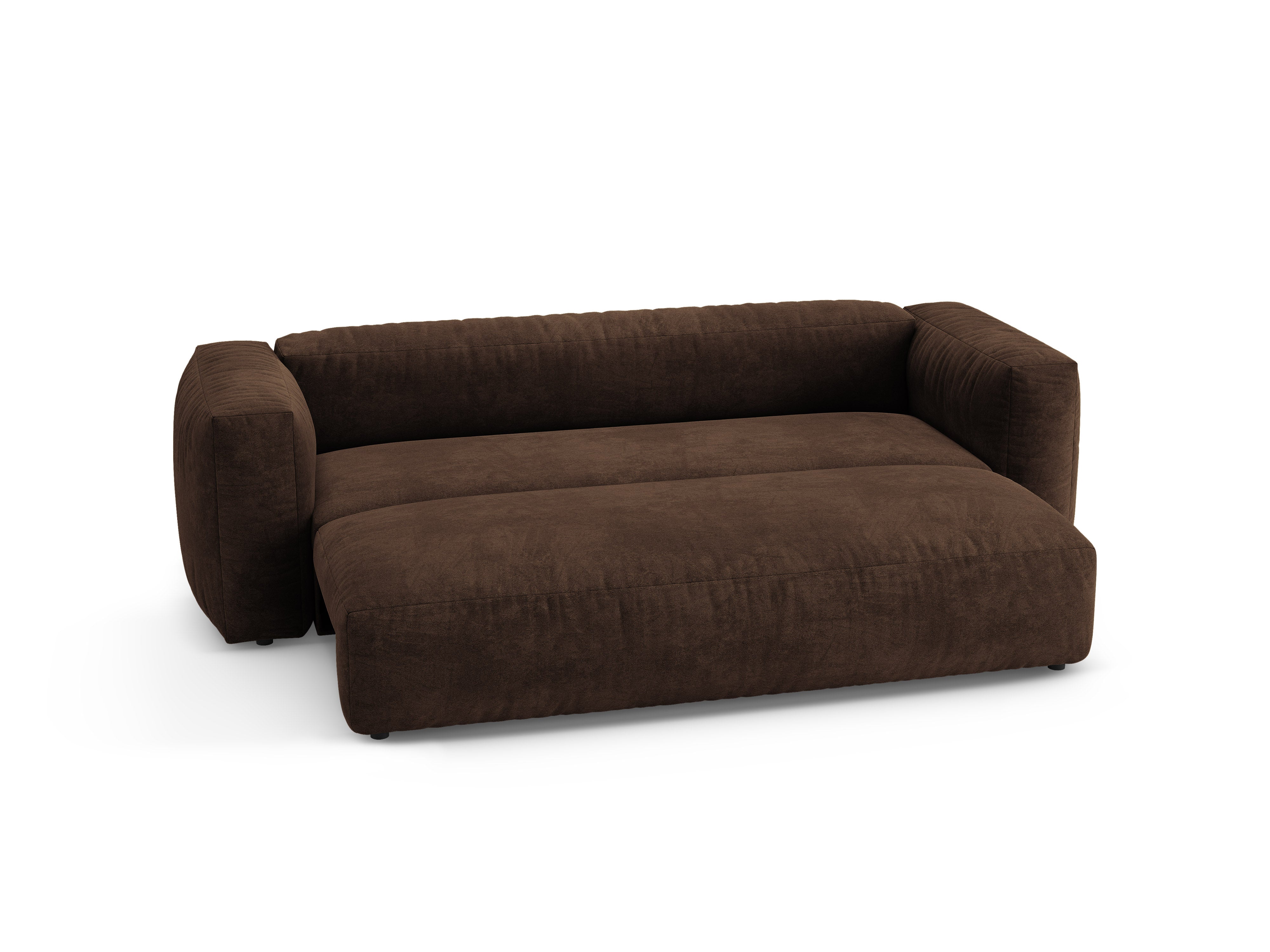 Sofa aus Samt für 3 Personen mit Schlaf-Funktion MARTINA in Schokoladenfarbe