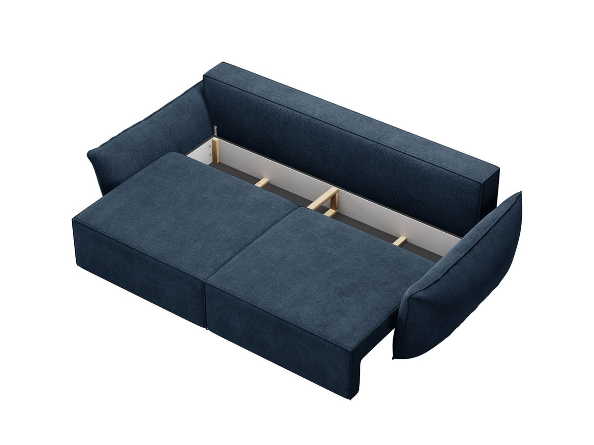 Sofa 3-osobowa z funkcją spania KAELLE kobaltowy szenil Over The Horizon – ujęcie tylne