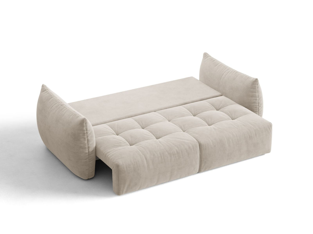 Sofa aksamitna 3-osobowa z funkcją spania BLOOM ecru – ujęcie 6
