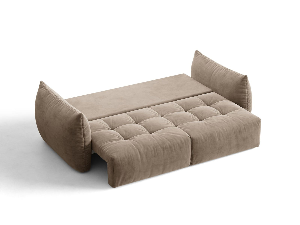 Sofa aksamitna 3-osobowa z funkcją spania BLOOM jasnobrązowy – ujęcie 6
