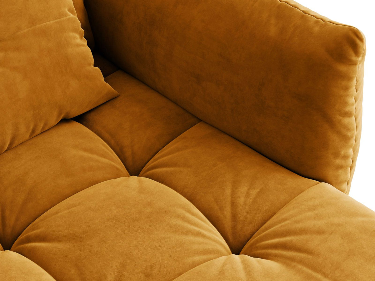 Sofa aksamitna 3-osobowa z funkcją spania BLOOM żółty – ujęcie 8