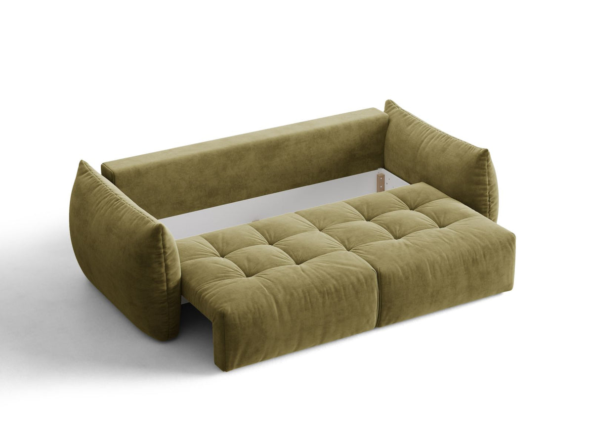 Sofa aksamitna 3-osobowa z funkcją spania BLOOM zielony – ujęcie 5