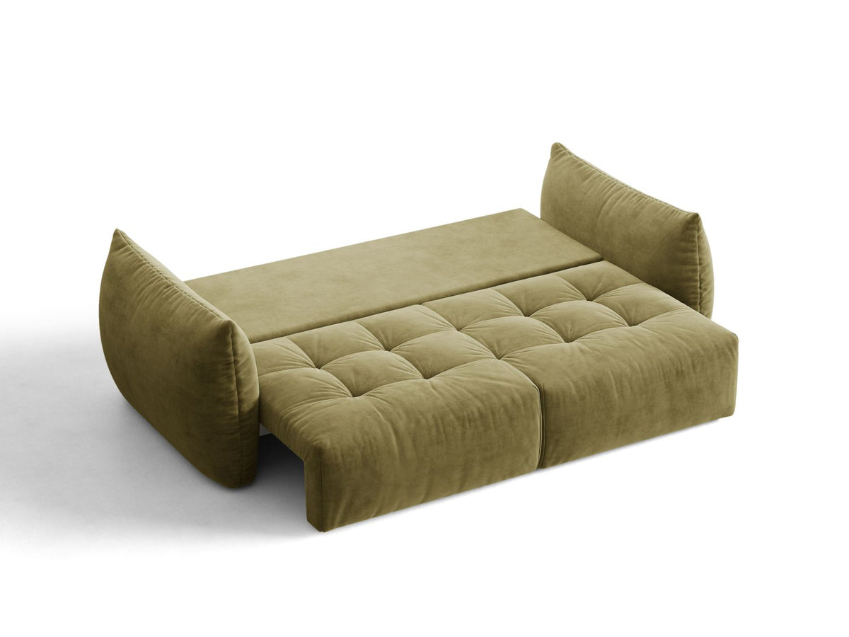 Sofa aksamitna 3-osobowa z funkcją spania BLOOM zielony – ujęcie 6